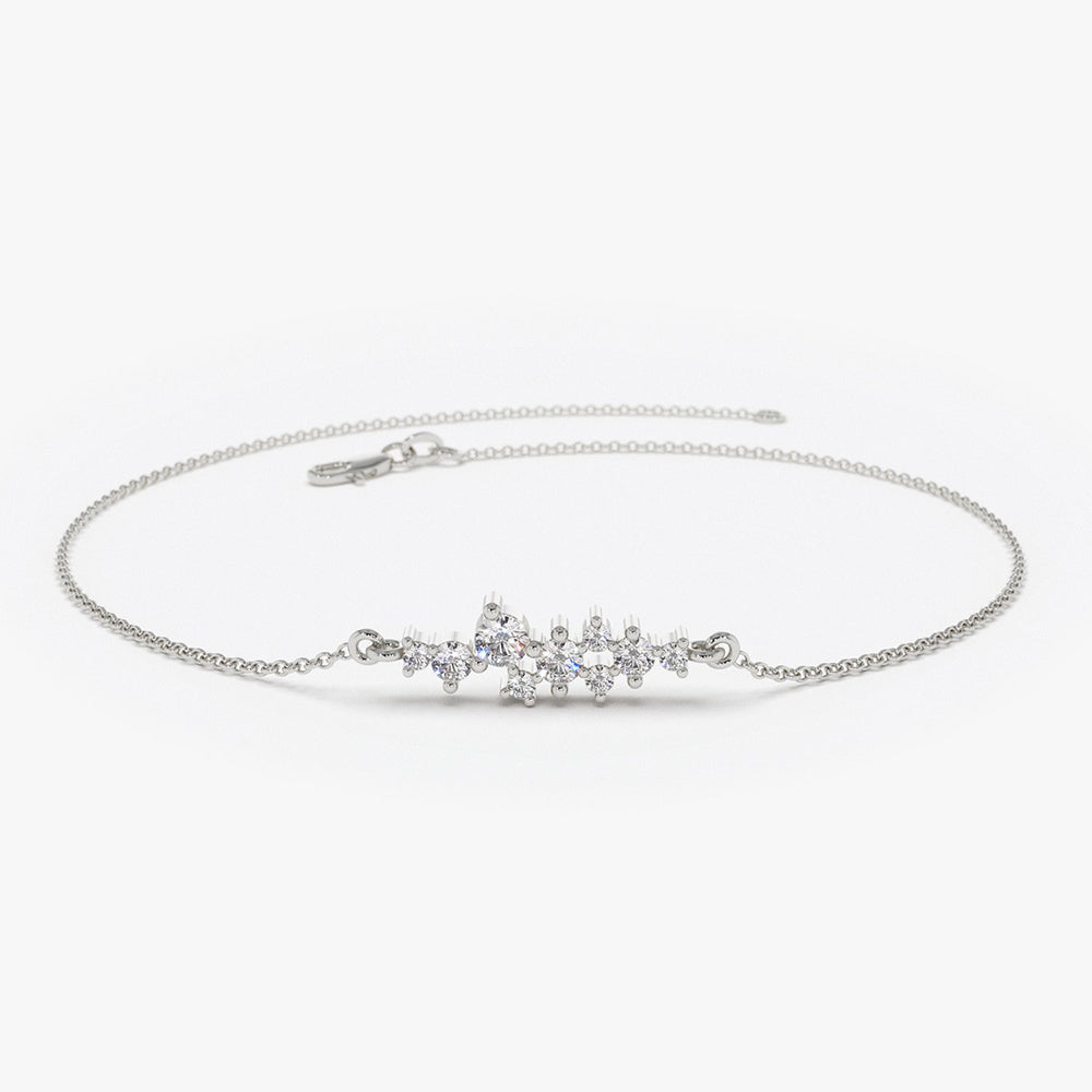 OBFJ1721 - 14k Diamond Cluster Bracelet 8