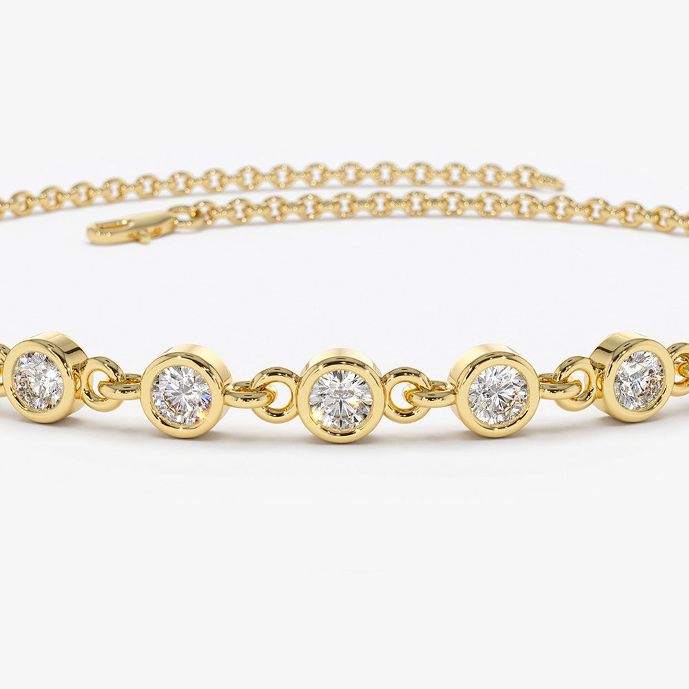 OBFJ1657 - 14K Gold Bezel Set Diamond Bracelet 5