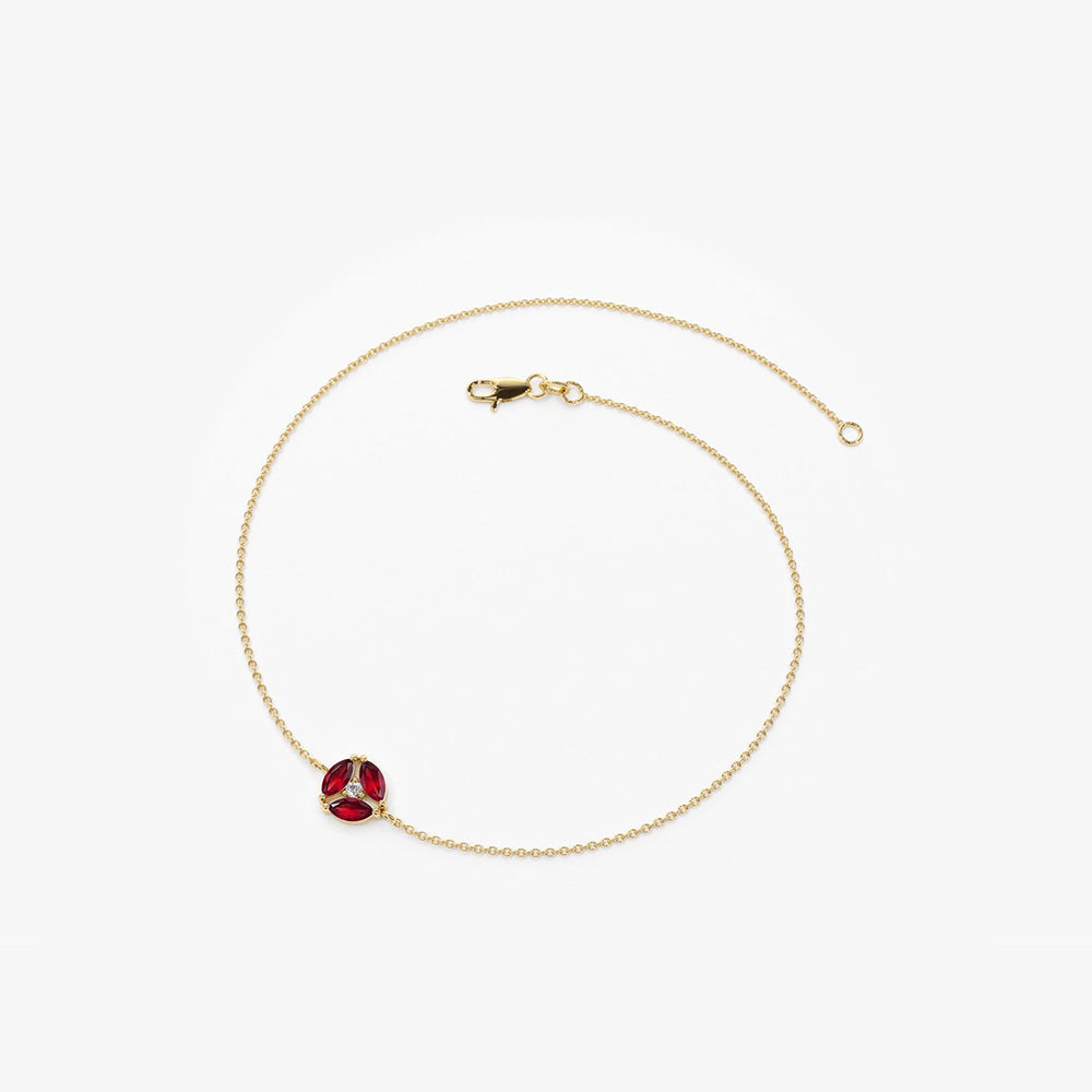 OBFJ1846 - Marquise Ruby Cluster Bracelet bracelets in selectable metal and diamond options - Roselle Jewelry view 7
