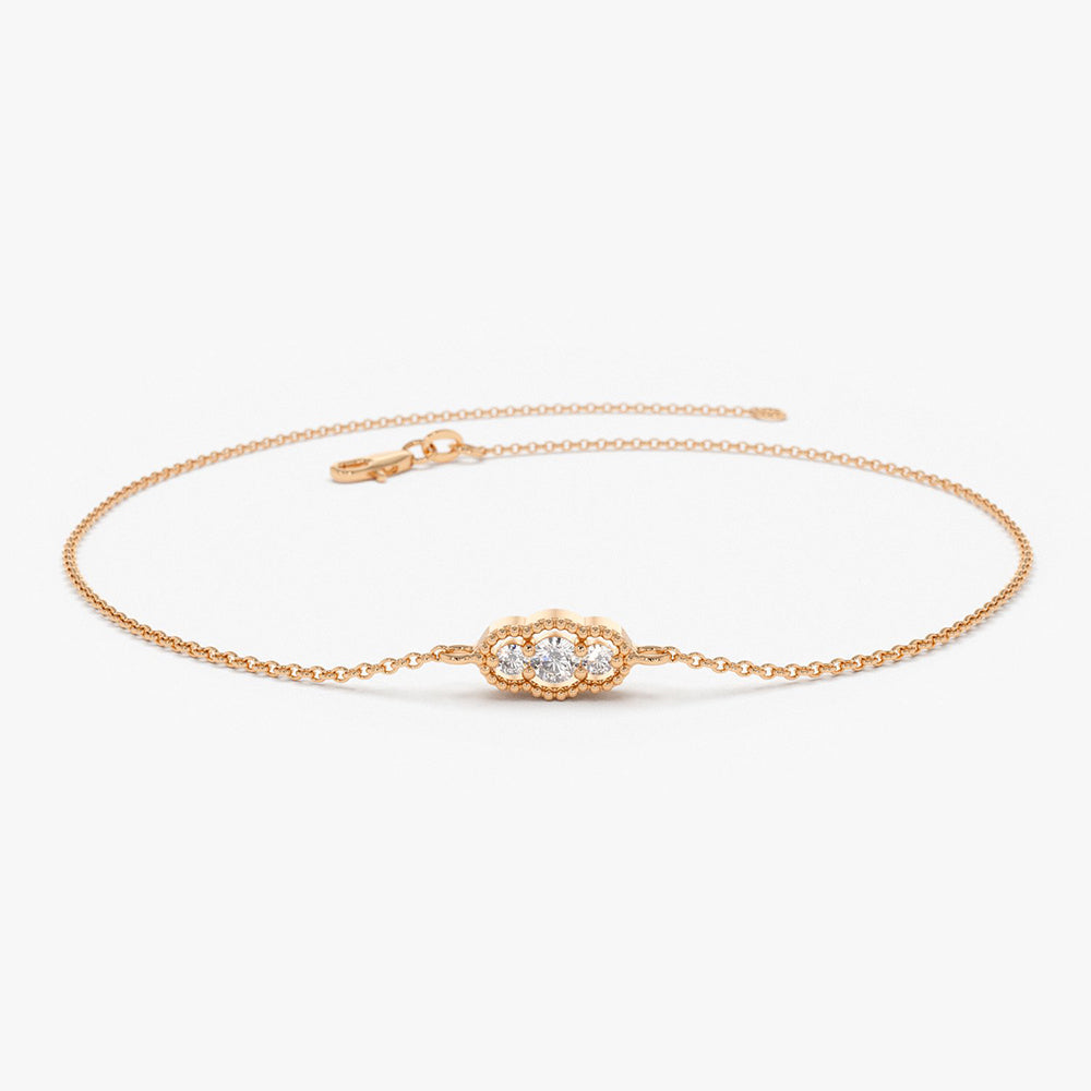 OBFJ1869 - Art Deco Chain Bracelet bracelets in selectable metal and diamond options - Roselle Jewelry view 4