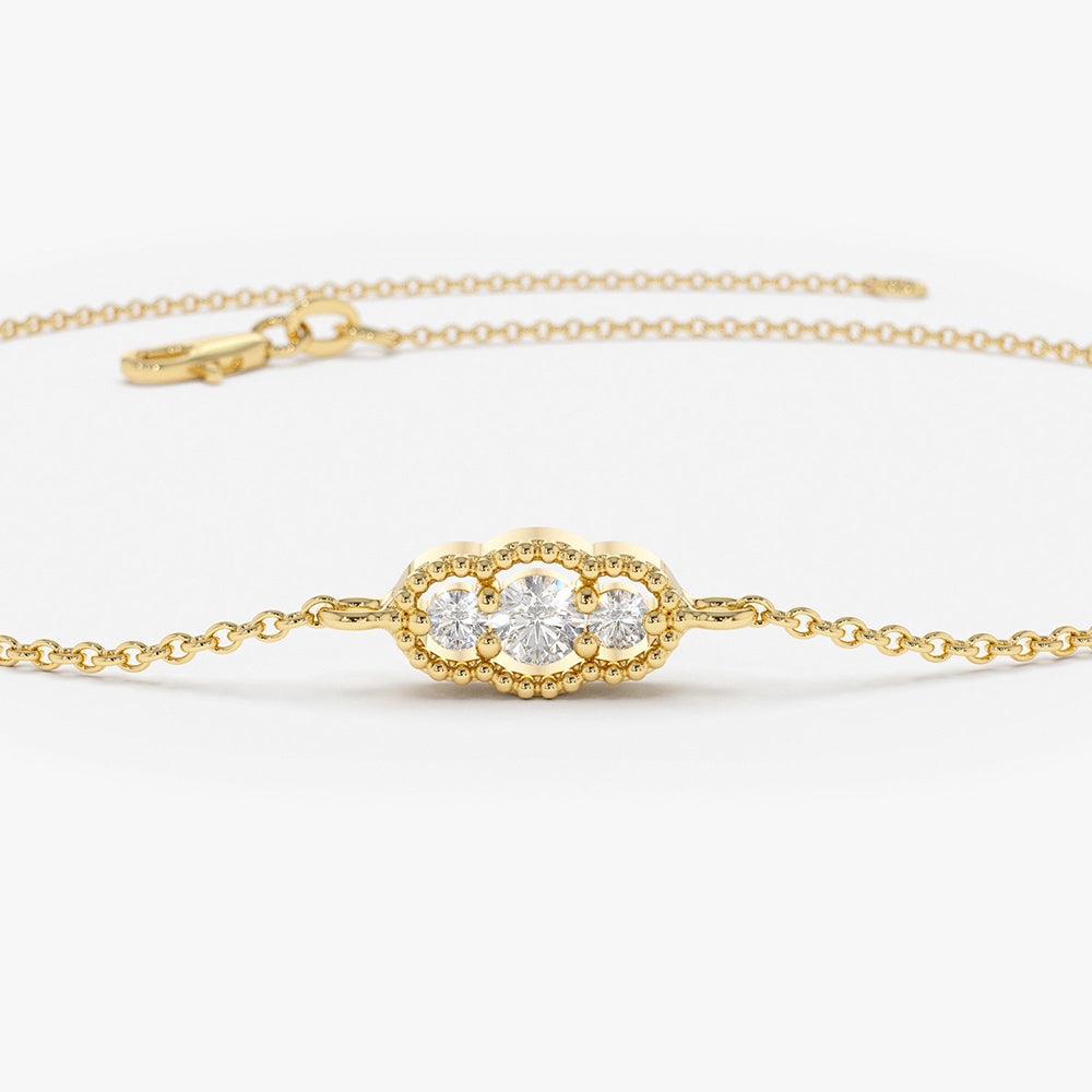 OBFJ1869 - Art Deco Chain Bracelet bracelets in selectable metal and diamond options - Roselle Jewelry view 7