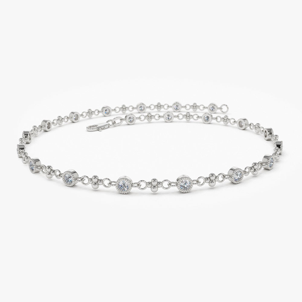 OBFJ1913 - Bezel Setting Diamond with Milgrain Bracelet bracelets in selectable metal and diamond options - Roselle Jewelry view 5