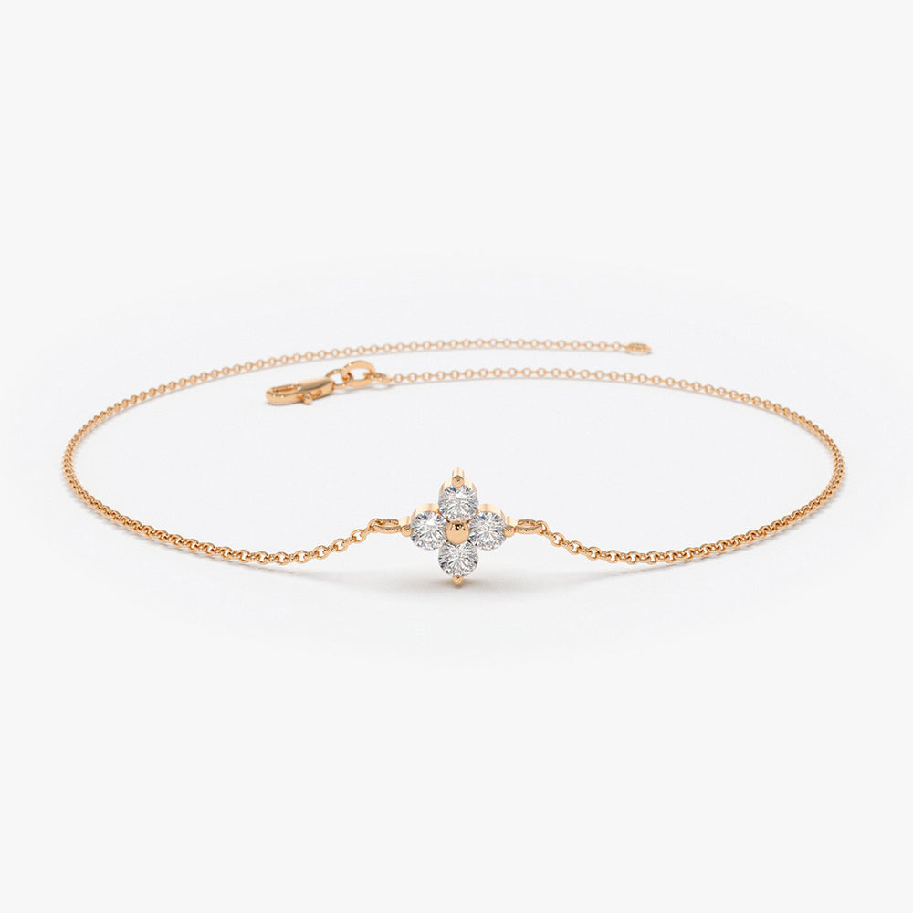 OBFJ1872 - Diamond Clover Bracelet bracelets in selectable metal and diamond options - Roselle Jewelry view 5