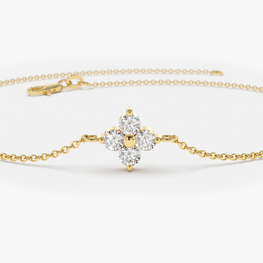 OBFJ1872 - Diamond Clover Bracelet bracelets in selectable metal and diamond options - Roselle Jewelry view 8