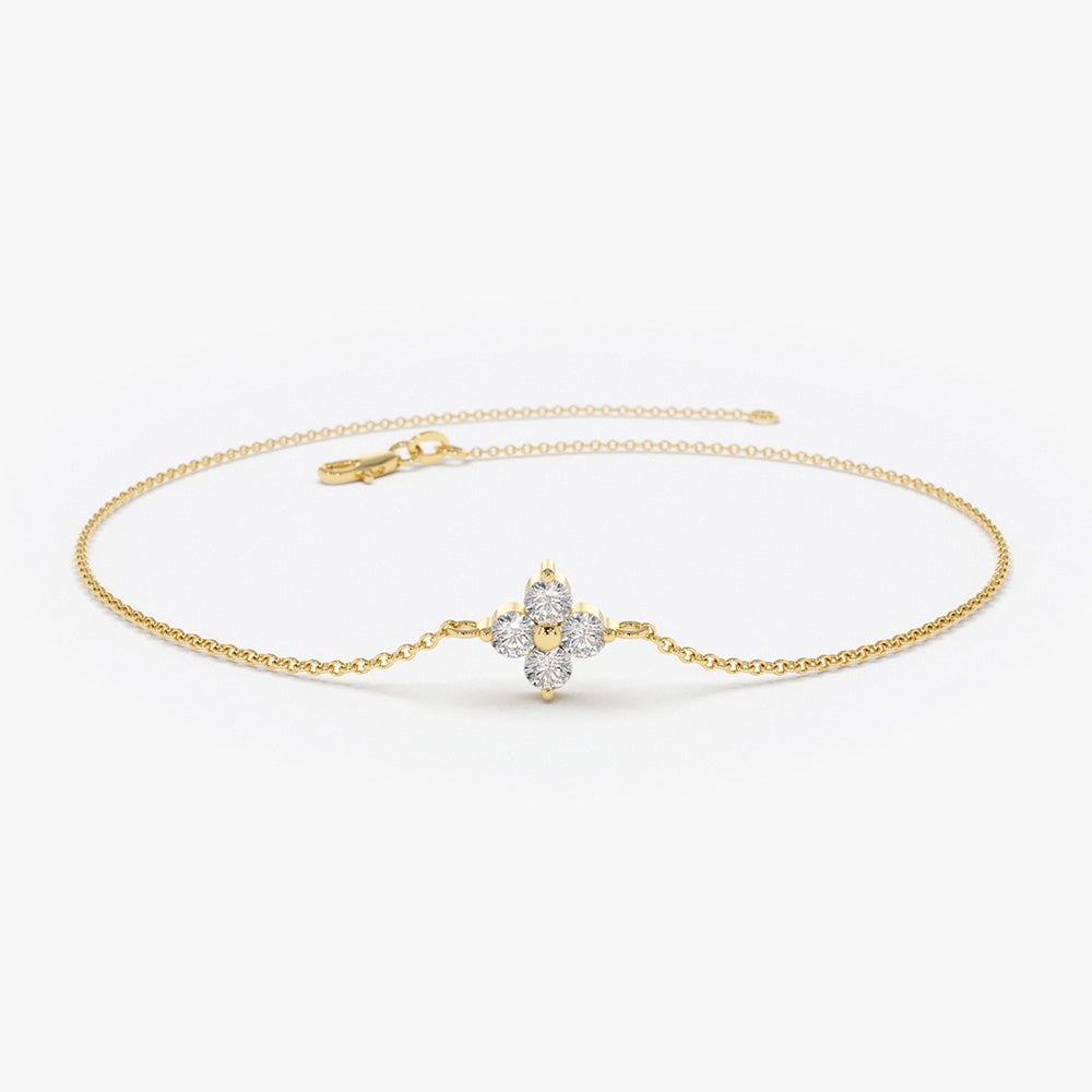 OBFJ1872 - Diamond Clover Bracelet bracelets in selectable metal and diamond options - Roselle Jewelry view 1