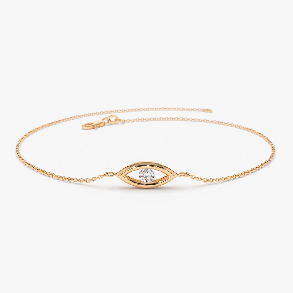 OBFJ1934 - Channel Setting Diamond Evil Eye Bracelet bracelets in selectable metal and diamond options - Roselle Jewelry view 4