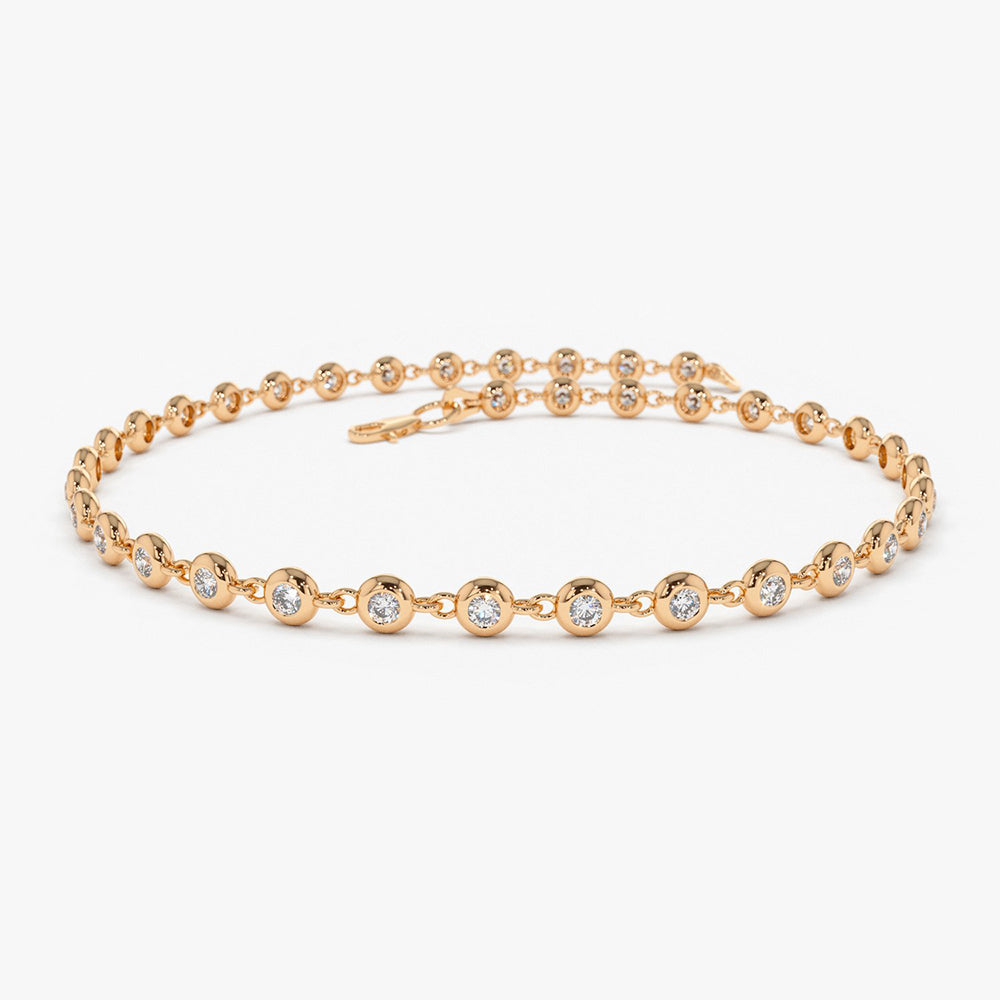OBFJ1969 - Bezel Setting Diamond Tennis Bracelet bracelets in selectable metal and diamond options - Roselle Jewelry view 8