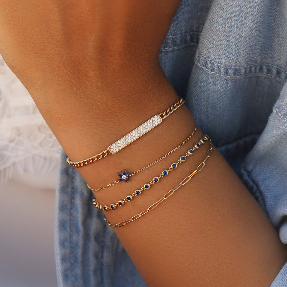 OBFJ2285 - Bezel Set Sapphire Tennis Bracelet bracelets in selectable metal and diamond options - Roselle Jewelry view 4
