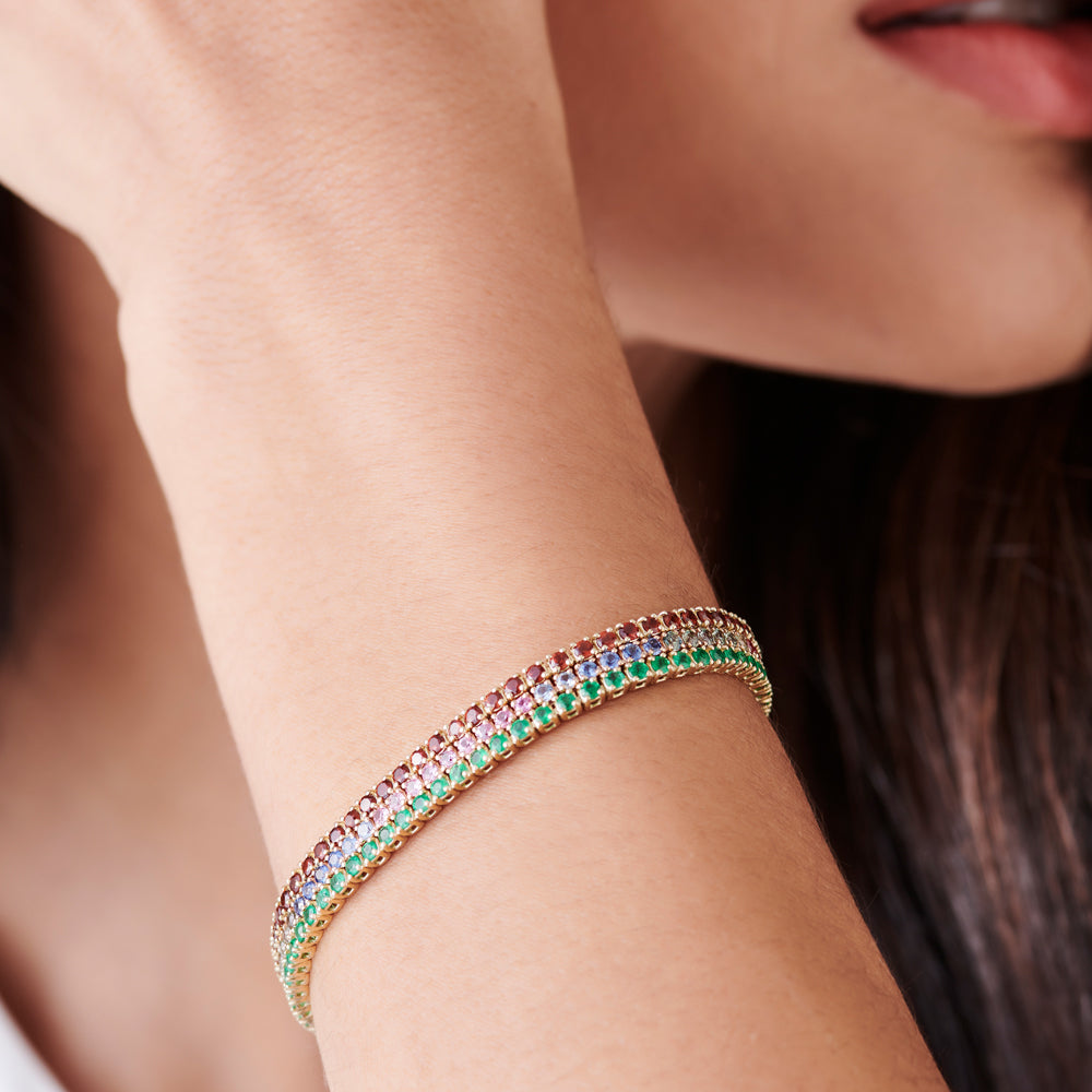 OBFJ2230 - Prong Setting Ruby Tennis Bracelet bracelets in selectable metal and diamond options - Roselle Jewelry view 4
