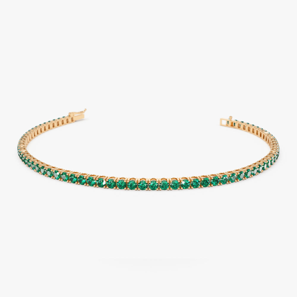 OBFJ2231 - Prong Setting Emerald Tennis Bracelet bracelets in selectable metal and diamond options - Roselle Jewelry view 9