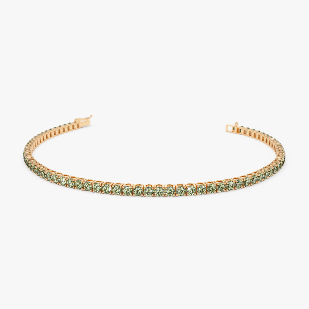 OBFJ2248 - Prong Setting Peridot Tennis Bracelet bracelets in selectable metal and diamond options - Roselle Jewelry view 5