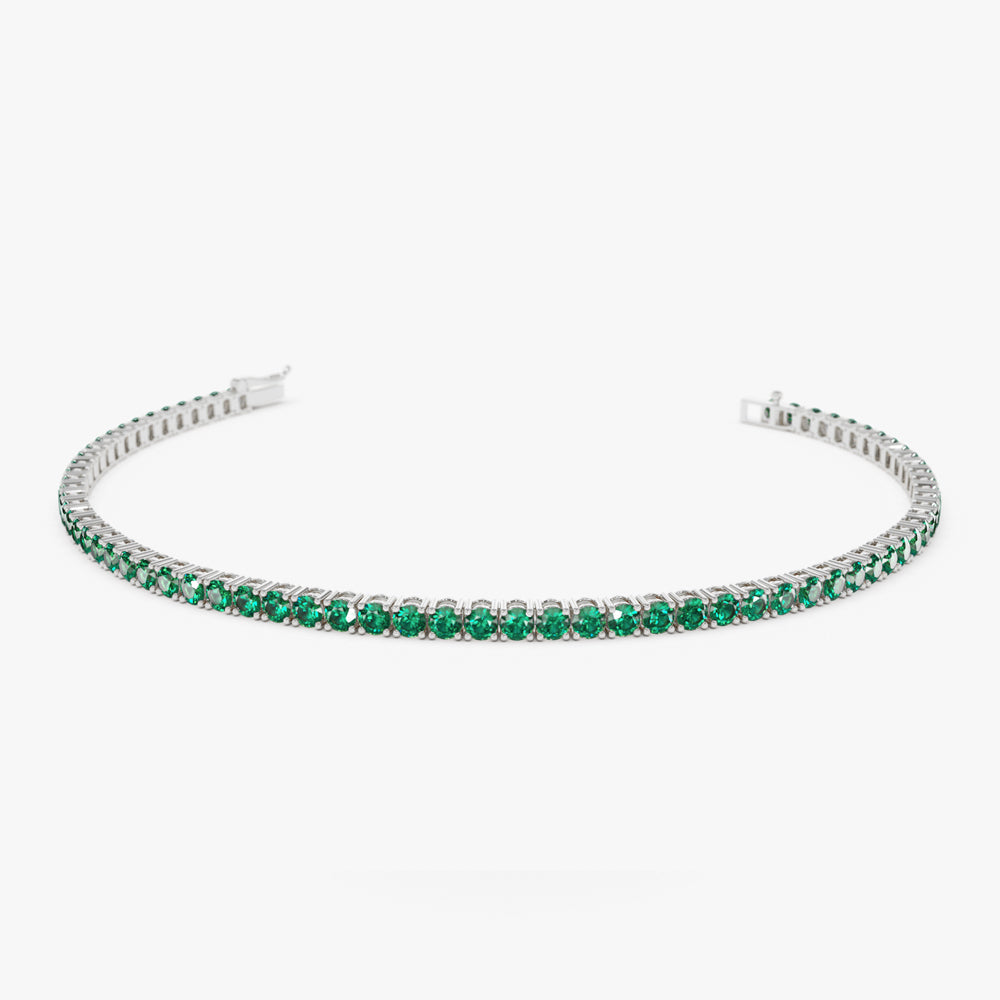 OBFJ2231 - Prong Setting Emerald Tennis Bracelet bracelets in selectable metal and diamond options - Roselle Jewelry view 10