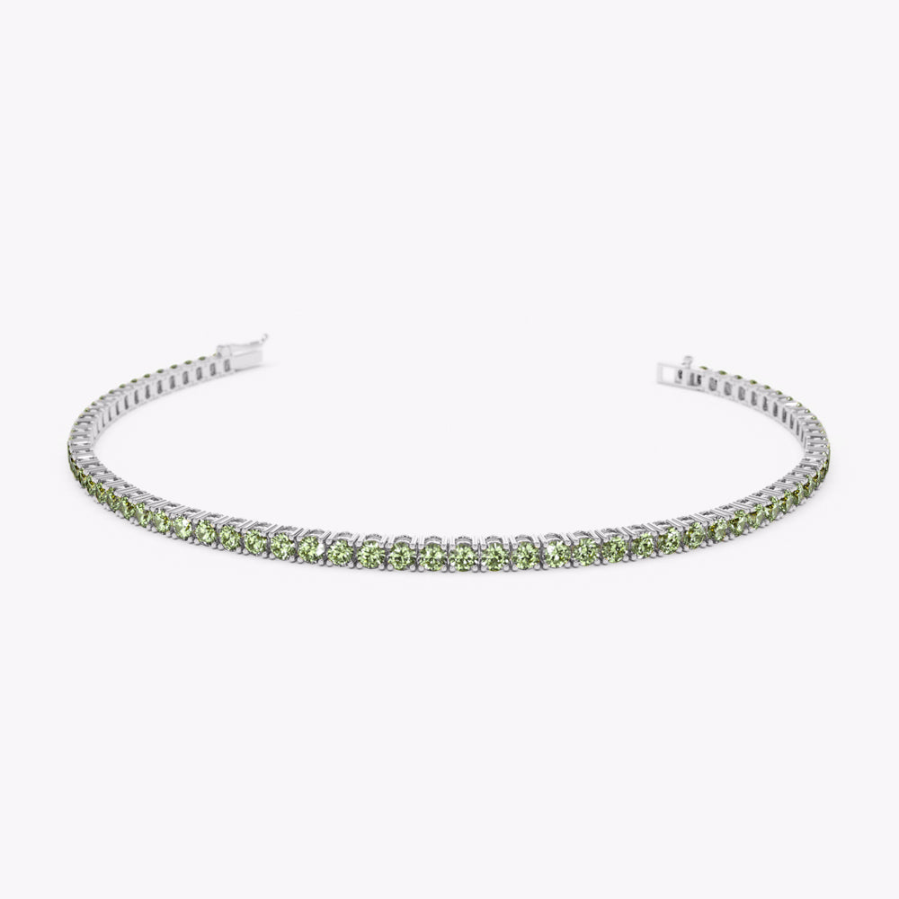 OBFJ2248 - Prong Setting Peridot Tennis Bracelet bracelets in selectable metal and diamond options - Roselle Jewelry view 6