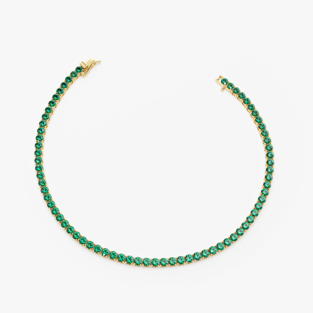 OBFJ2231 - Prong Setting Emerald Tennis Bracelet bracelets in selectable metal and diamond options - Roselle Jewelry view 8
