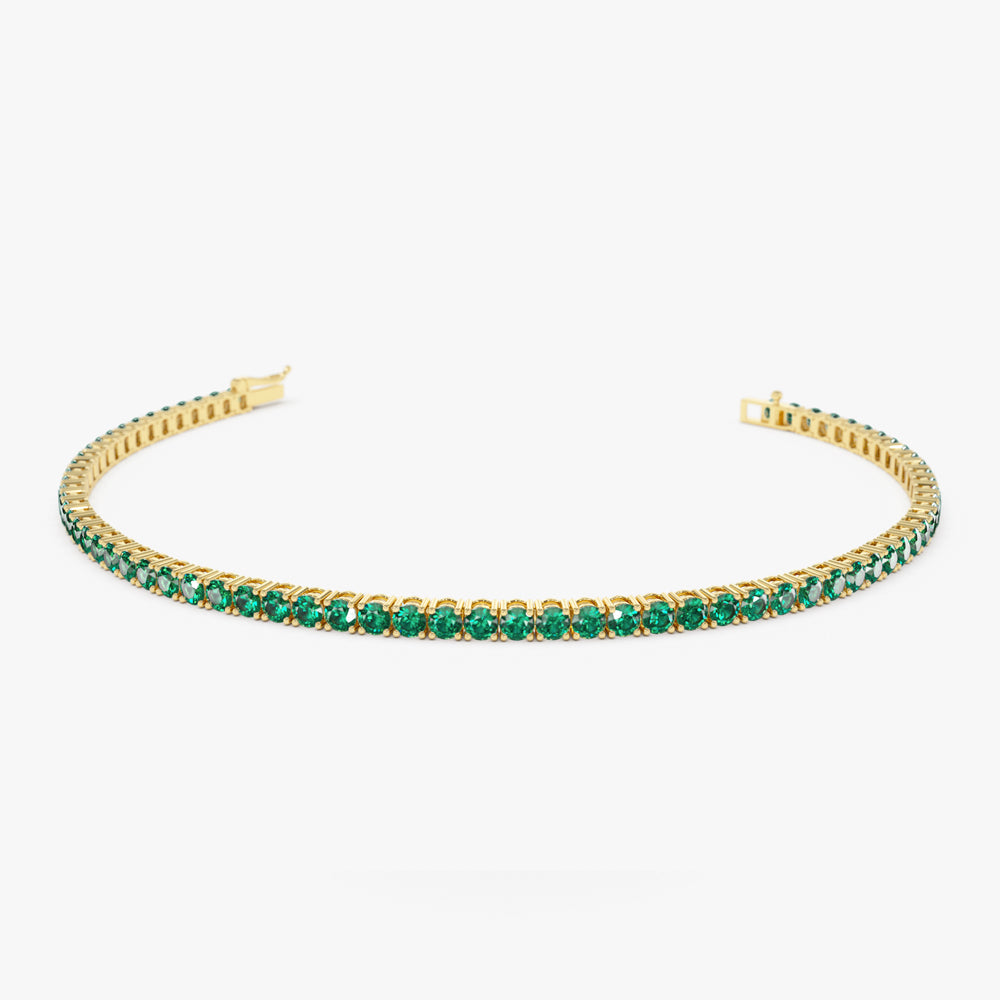 OBFJ2231 - Prong Setting Emerald Tennis Bracelet bracelets in selectable metal and diamond options - Roselle Jewelry view 1
