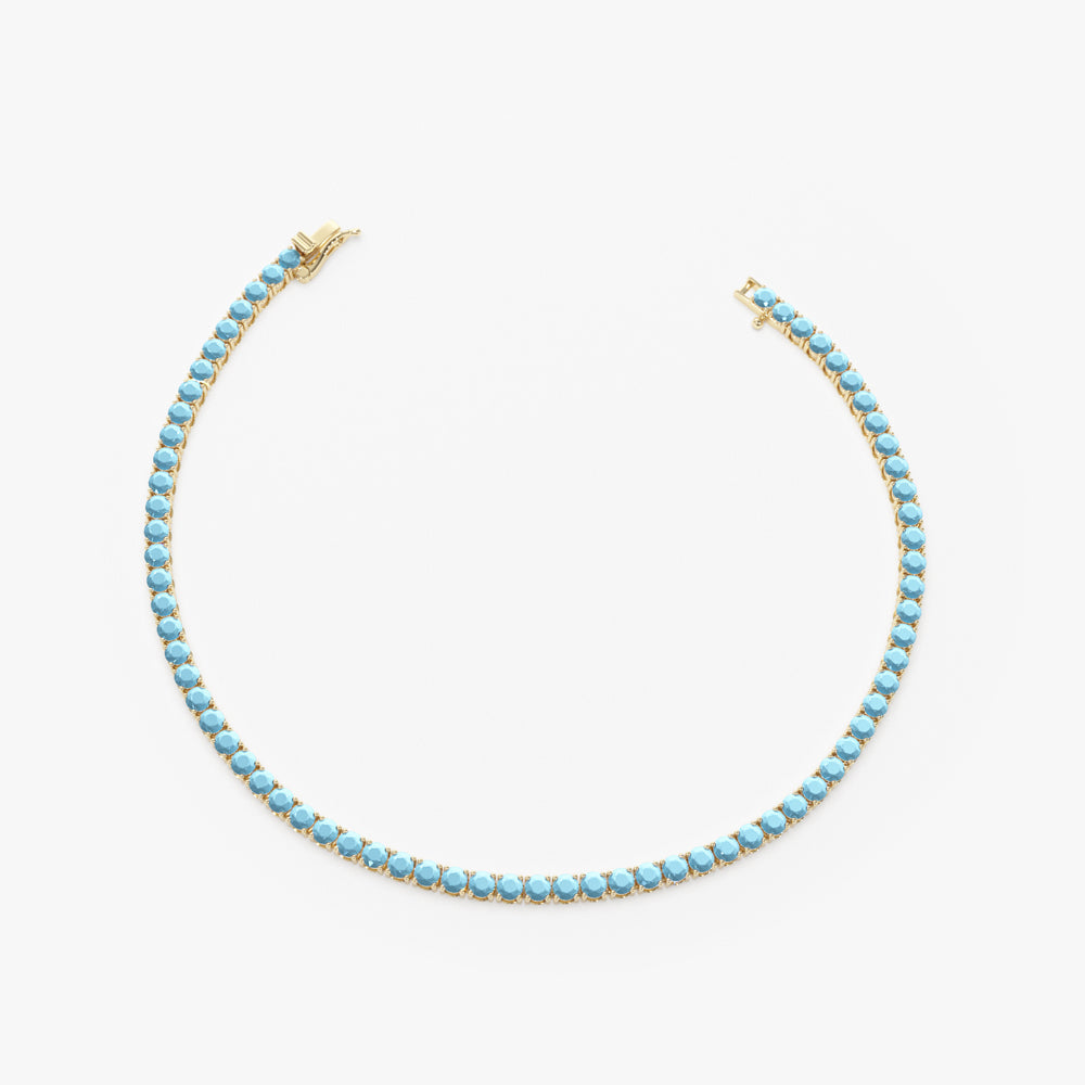 OBFJ2232 - Prong Setting Turquoise Tennis Bracelet bracelets in selectable metal and diamond options - Roselle Jewelry view 8
