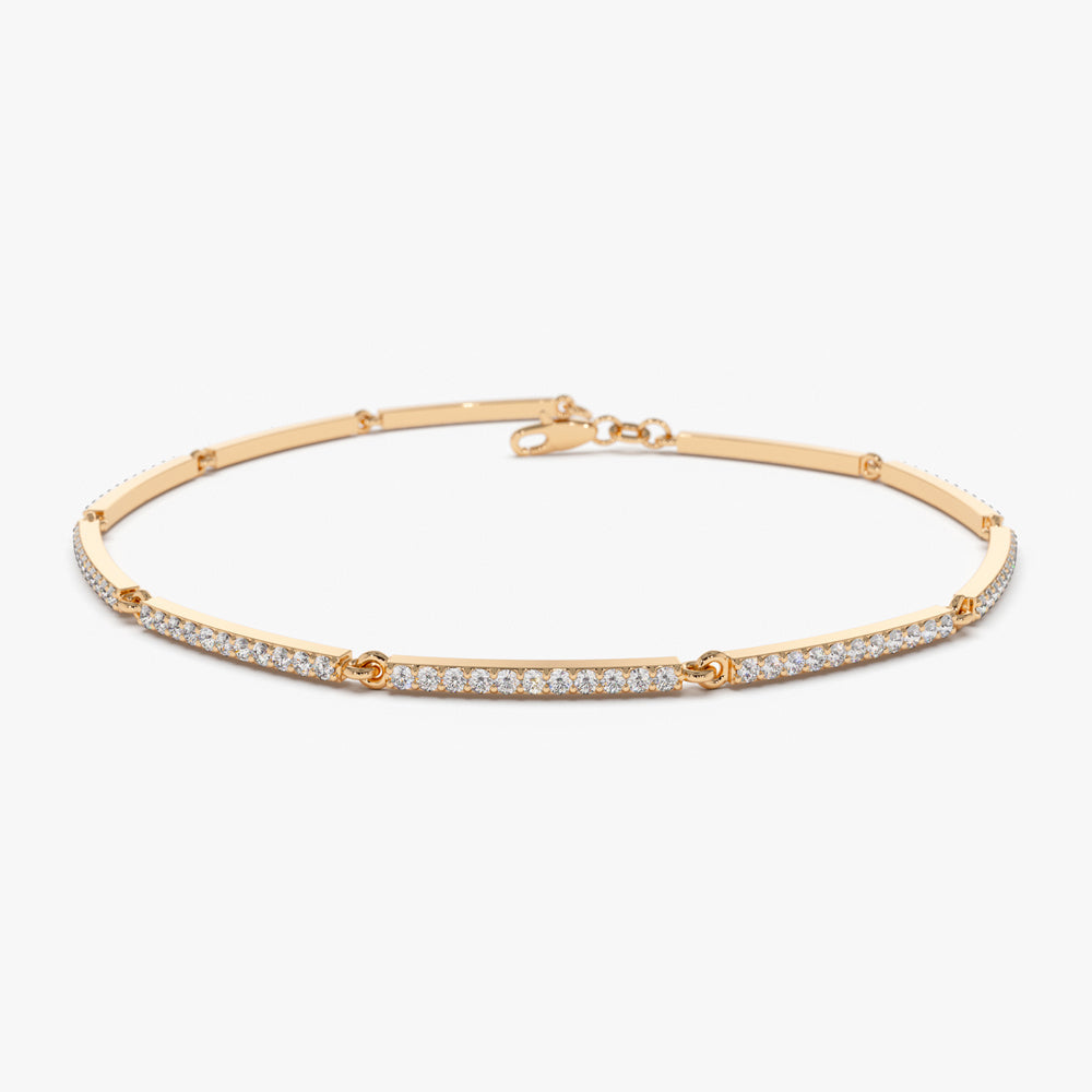 OBFJ2078 - Pave Stackable Diamond Bar Bracelet bracelets in selectable metal and diamond options - Roselle Jewelry view 7