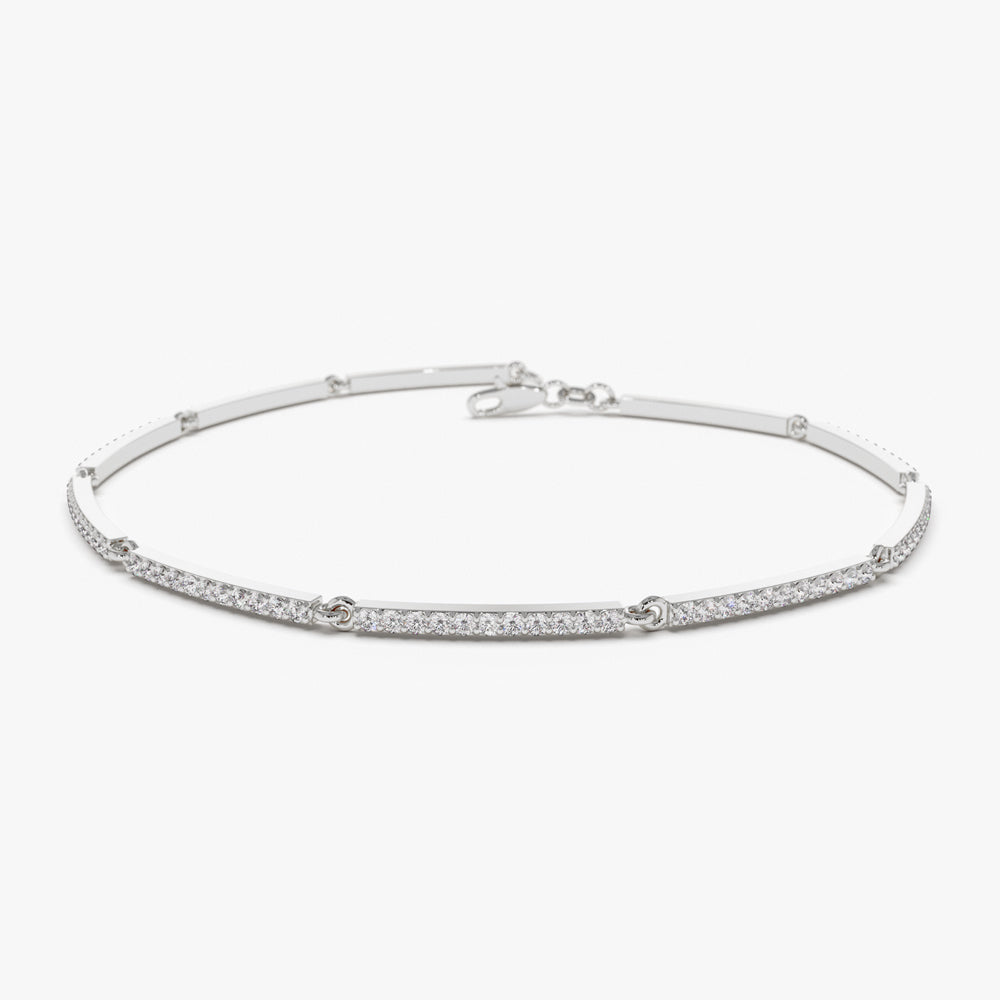OBFJ2078 - Pave Stackable Diamond Bar Bracelet bracelets in selectable metal and diamond options - Roselle Jewelry view 6