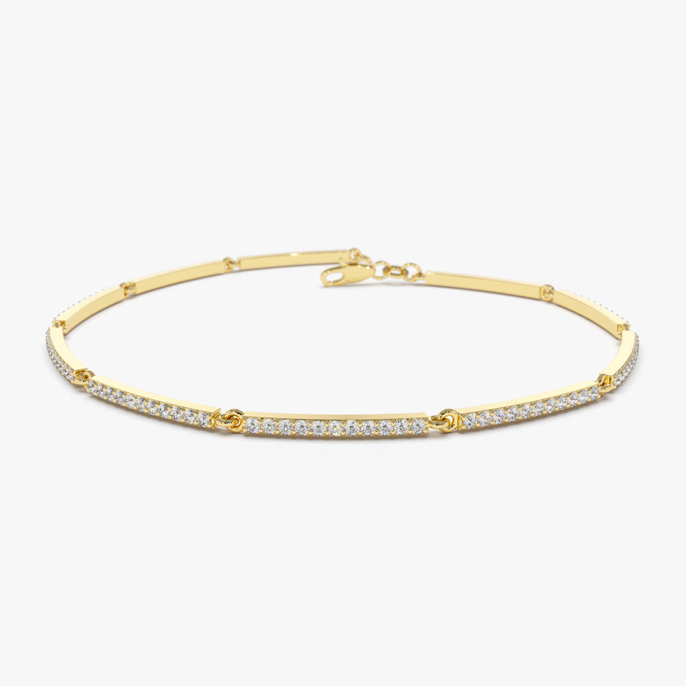 OBFJ2078 - Pave Stackable Diamond Bar Bracelet bracelets in selectable metal and diamond options - Roselle Jewelry view 1