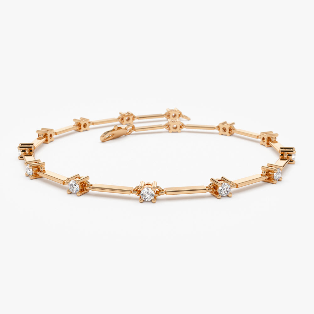 OBFJ1477 - 14k Bar and Diamond Infinity Bracelet 0.85 ctw 4