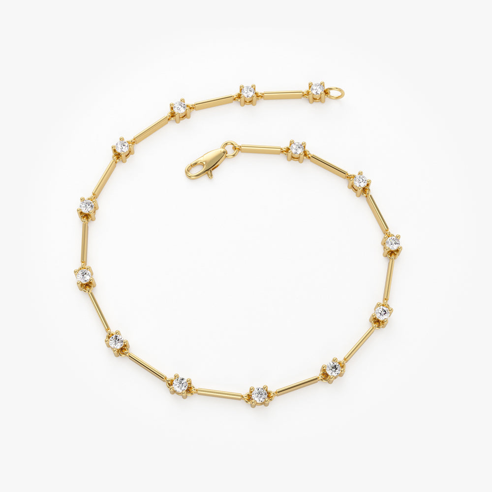 OBFJ1477 - 14k Bar and Diamond Infinity Bracelet 0.85 ctw 6