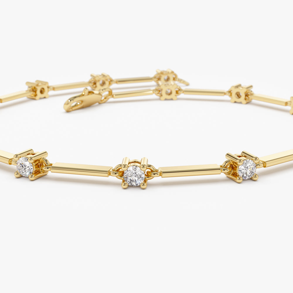 OBFJ1477 - 14k Bar and Diamond Infinity Bracelet 0.85 ctw 7