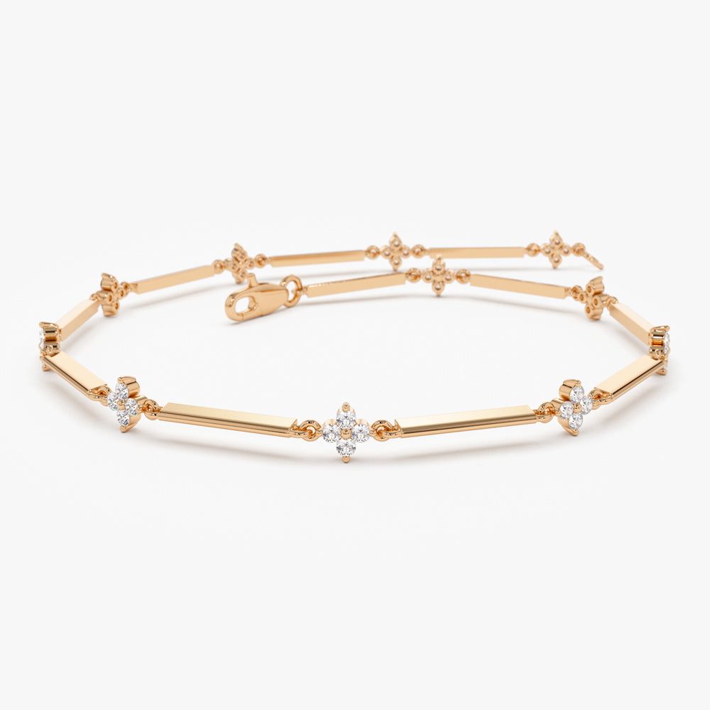 OBFJ1478 - 14k Clover Setting Diamond Infinity Bracelet 4