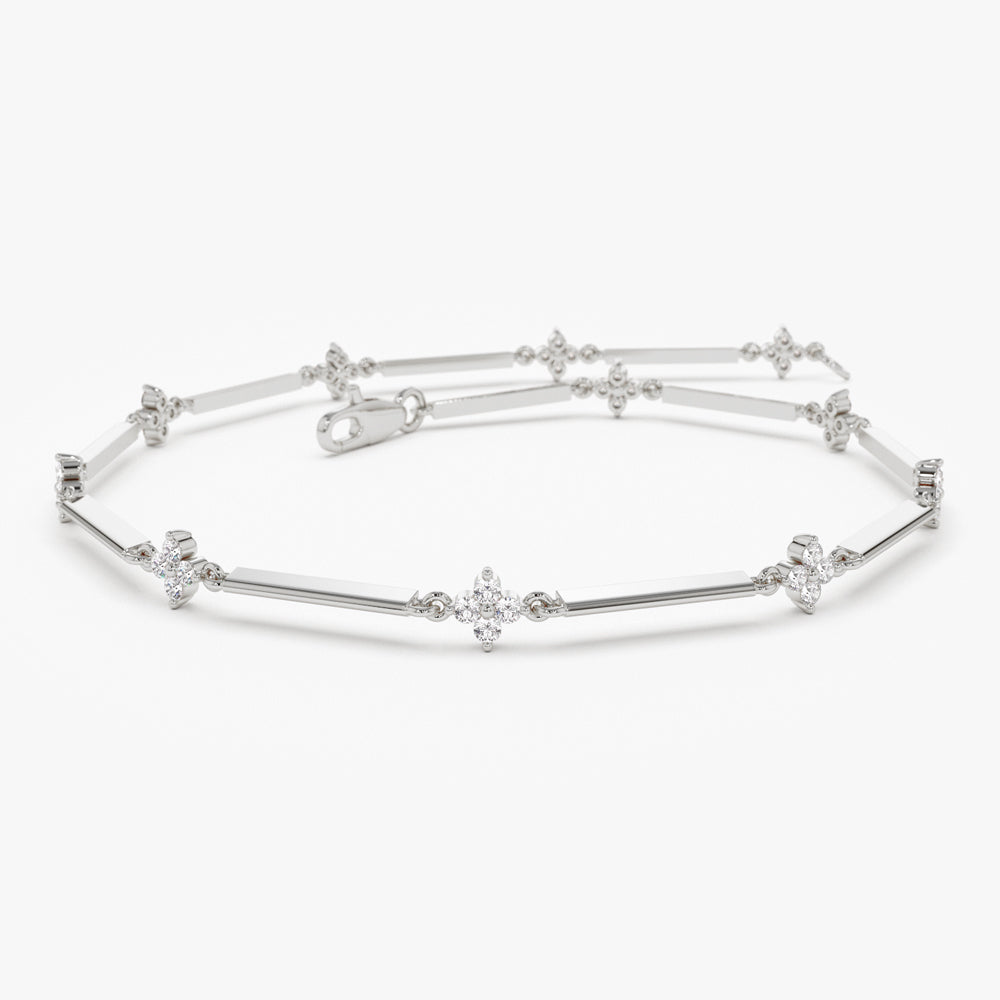 OBFJ1478 - 14k Clover Setting Diamond Infinity Bracelet 5
