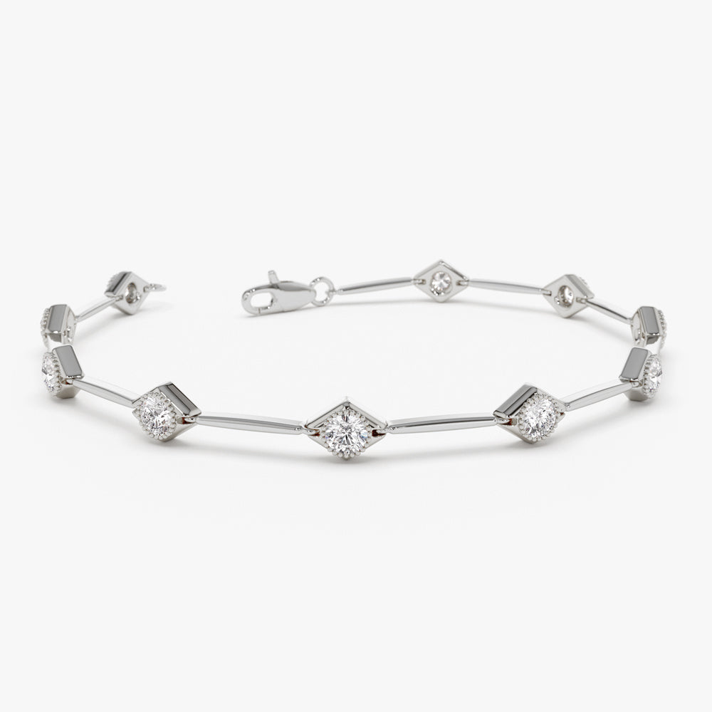 OBFJ1479 - 14k Milgrain Setting Diamond Infinity Bracelet 1.20 ctw 5