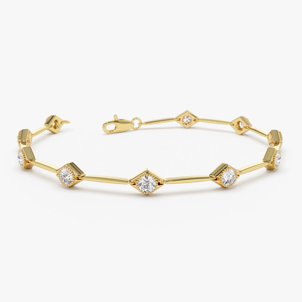 OBFJ1479 - 14k Milgrain Setting Diamond Infinity Bracelet 1.20 ctw 1
