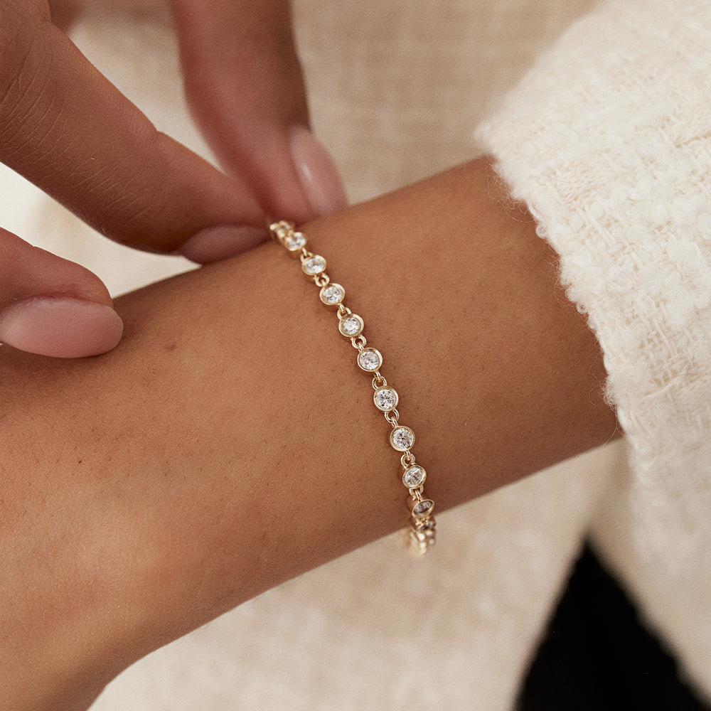 OBFJ1462 - 14k Bezel Setting Diamond Tennis Bracelet 3