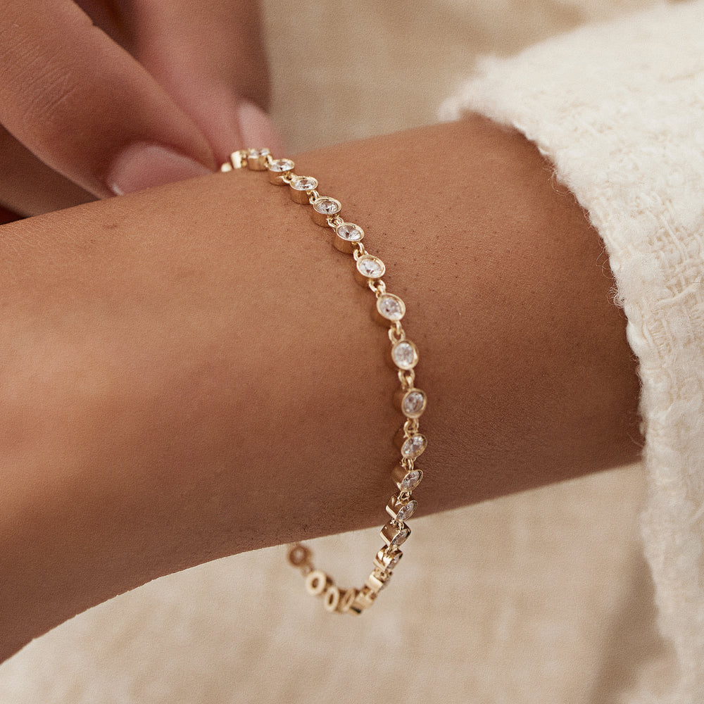 OBFJ1462 - 14k Bezel Setting Diamond Tennis Bracelet 2
