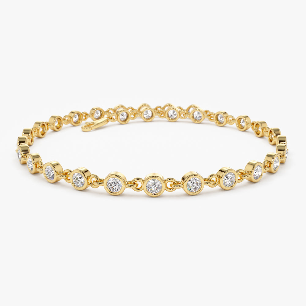 OBFJ1462 - 14k Bezel Setting Diamond Tennis Bracelet 1