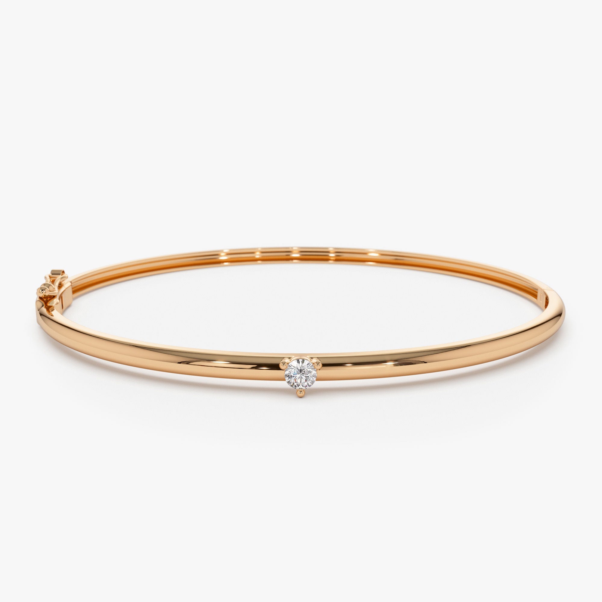 OBFJ1172 - 14k Solitaire Diamond Bangle Bracelet 0.10 - 0.30 ctw 9