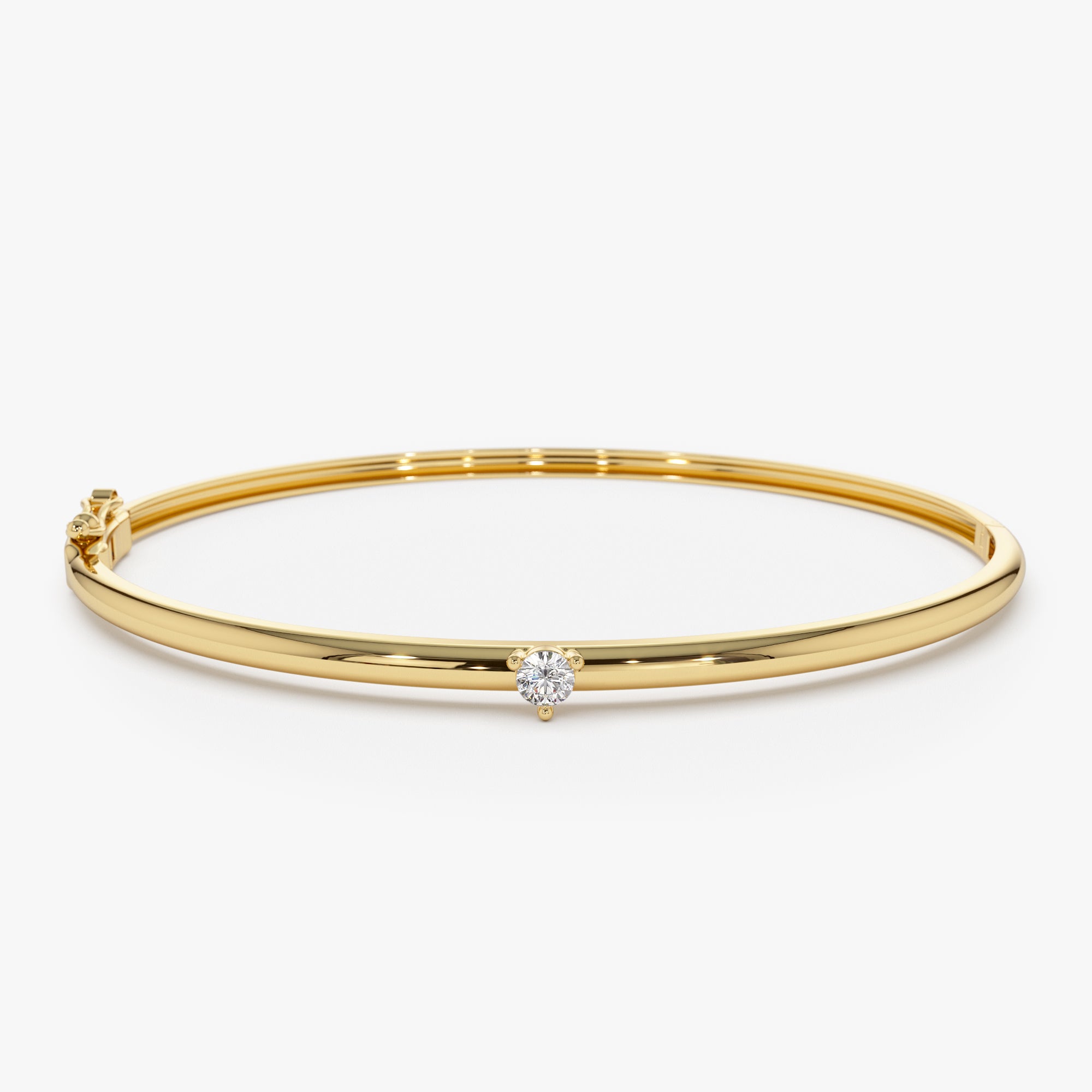 OBFJ1172 - 14k Solitaire Diamond Bangle Bracelet 0.10 - 0.30 ctw 1