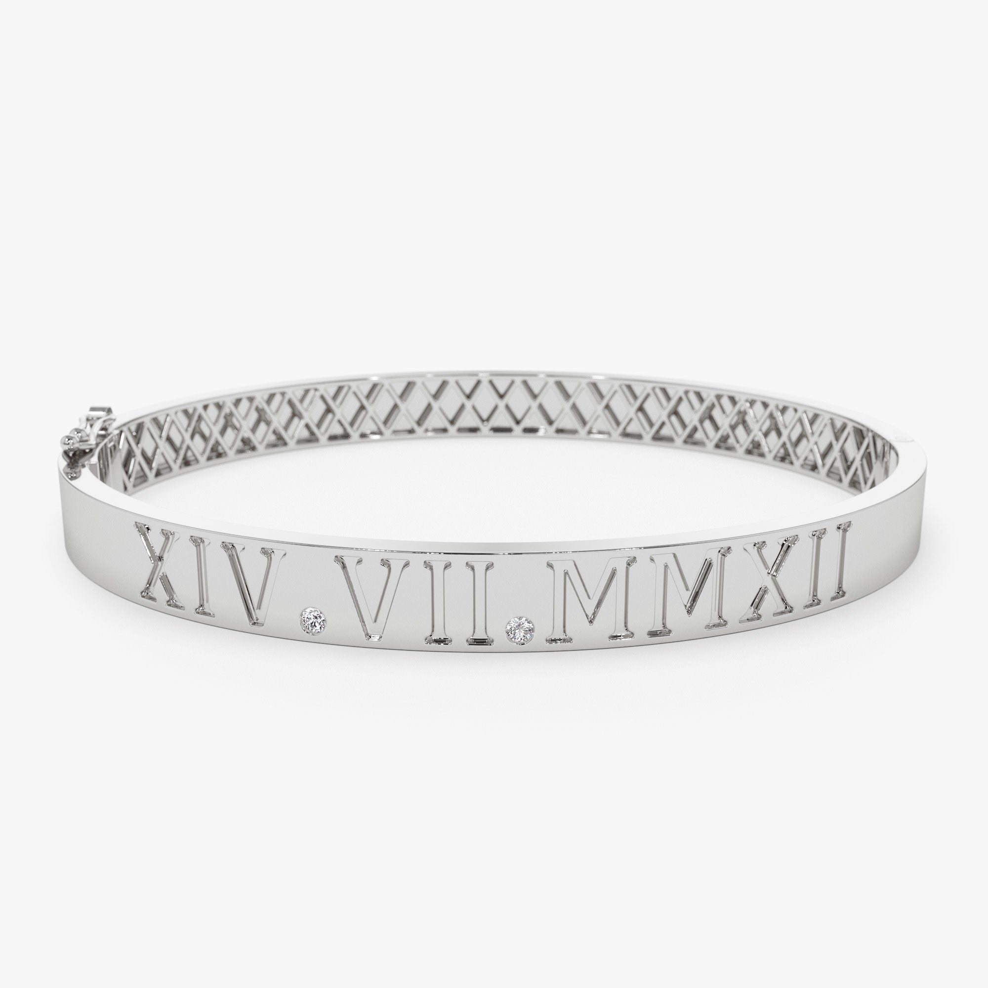 OBFJ1171 - 14K Personalized Roman Numeral Bangle Bracelet 7
