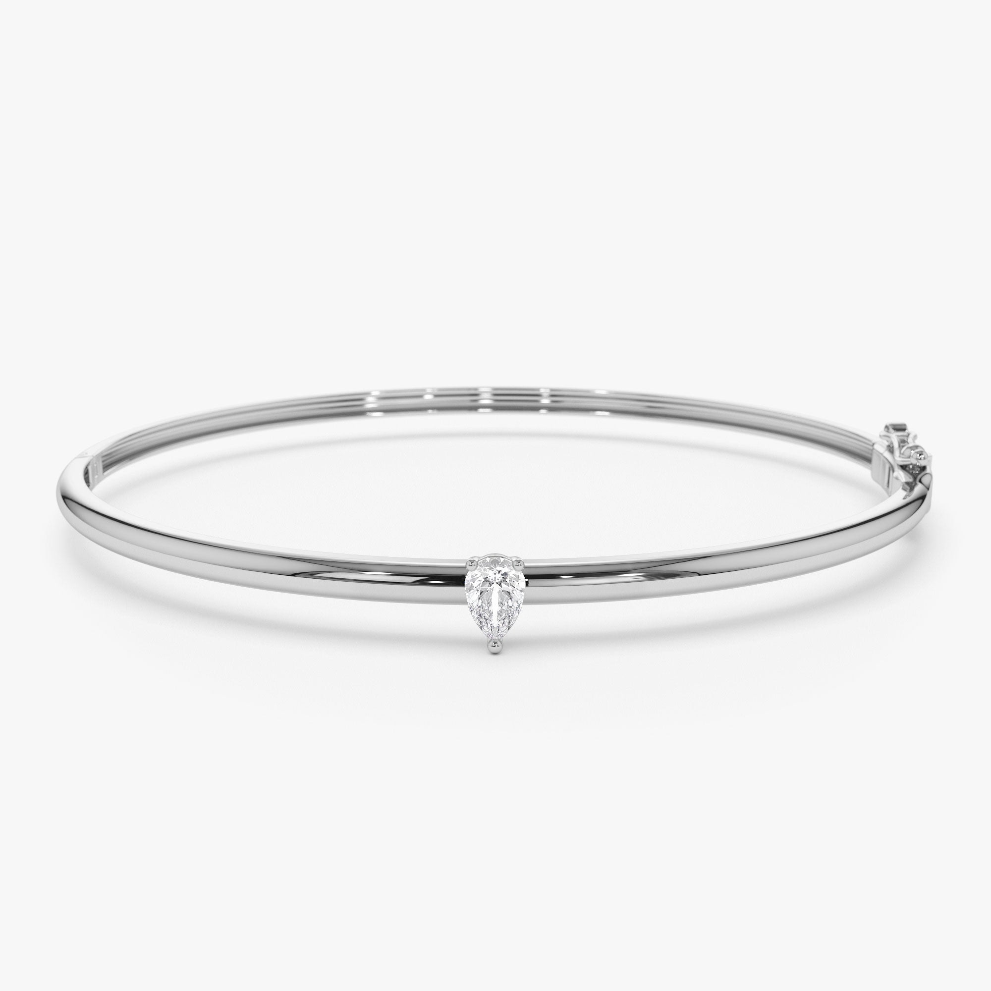 OBFJ0939 - 14K Pear Shape Diamond Solitare Bangle 6