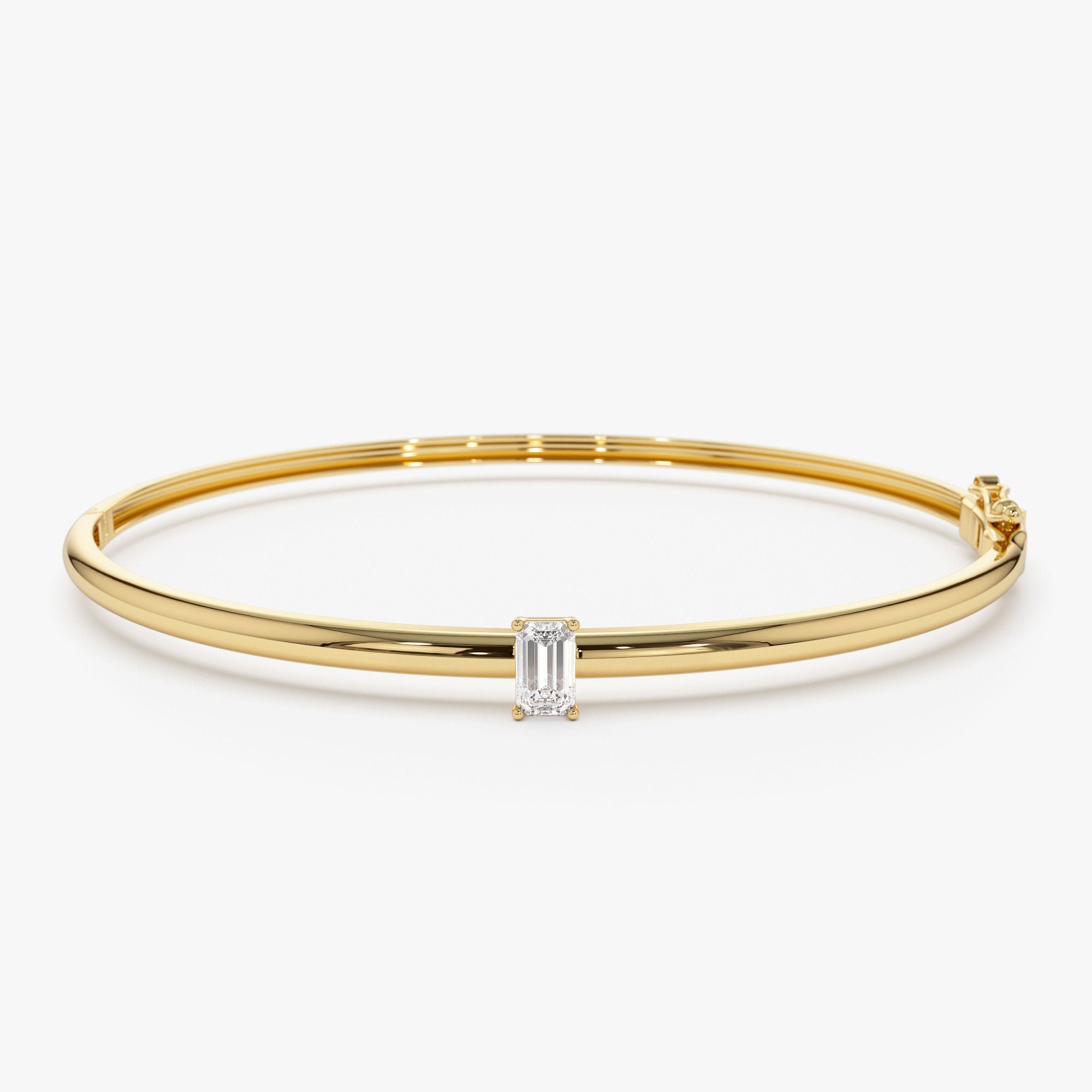 OBFJ0938 - 14K Emerald Shape Diamond Solitare Bangle 1