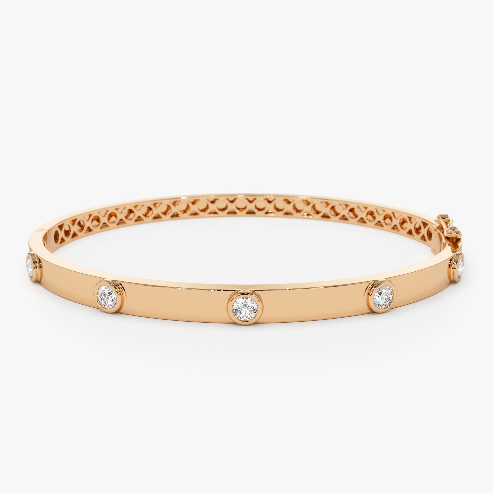 OBFJ0994 - 14K Gold 0.50Ct Round Diamond Bangle Bracelet 7
