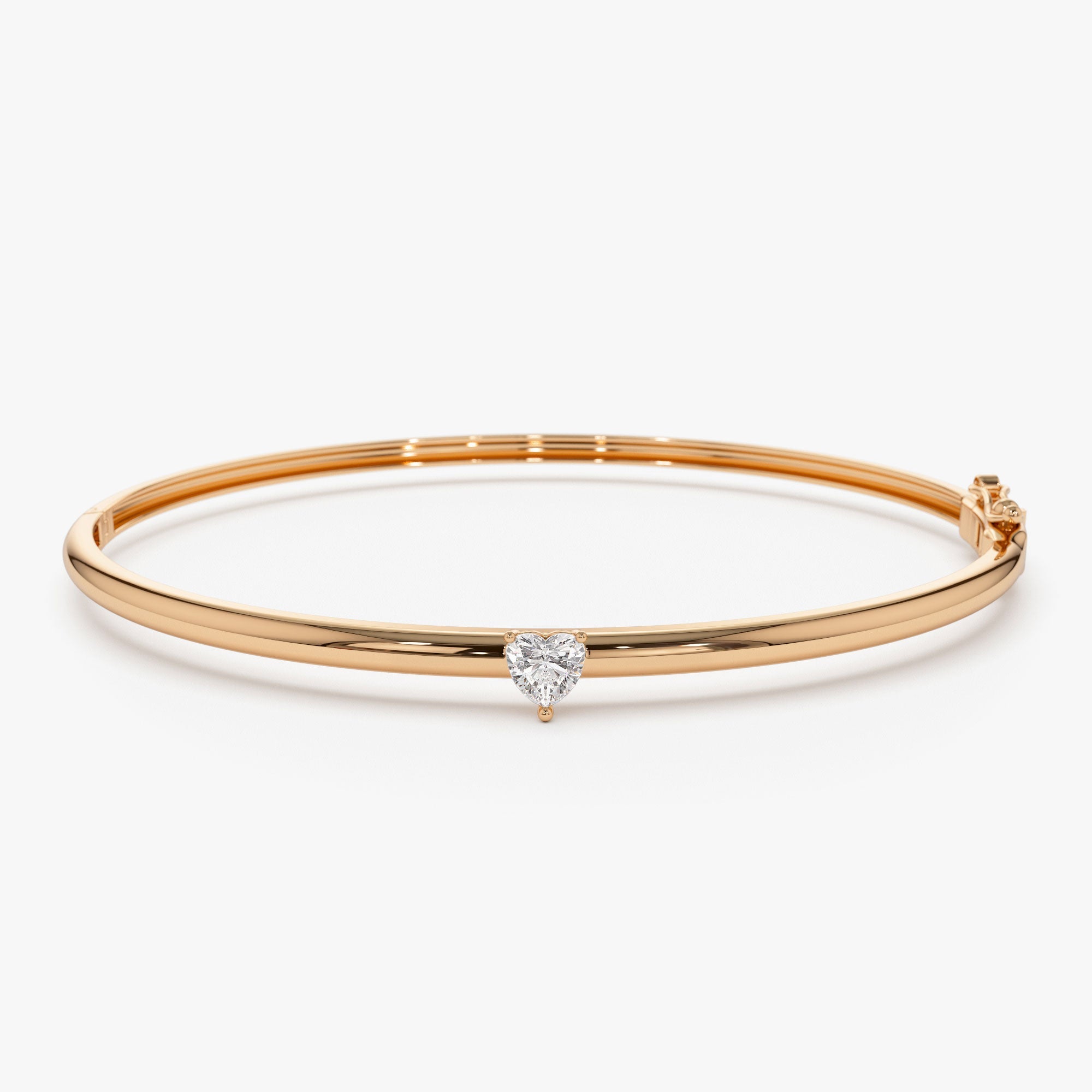 OBFJ0993 - 14K Heart Shape Diamond Solitaire Bangle 7