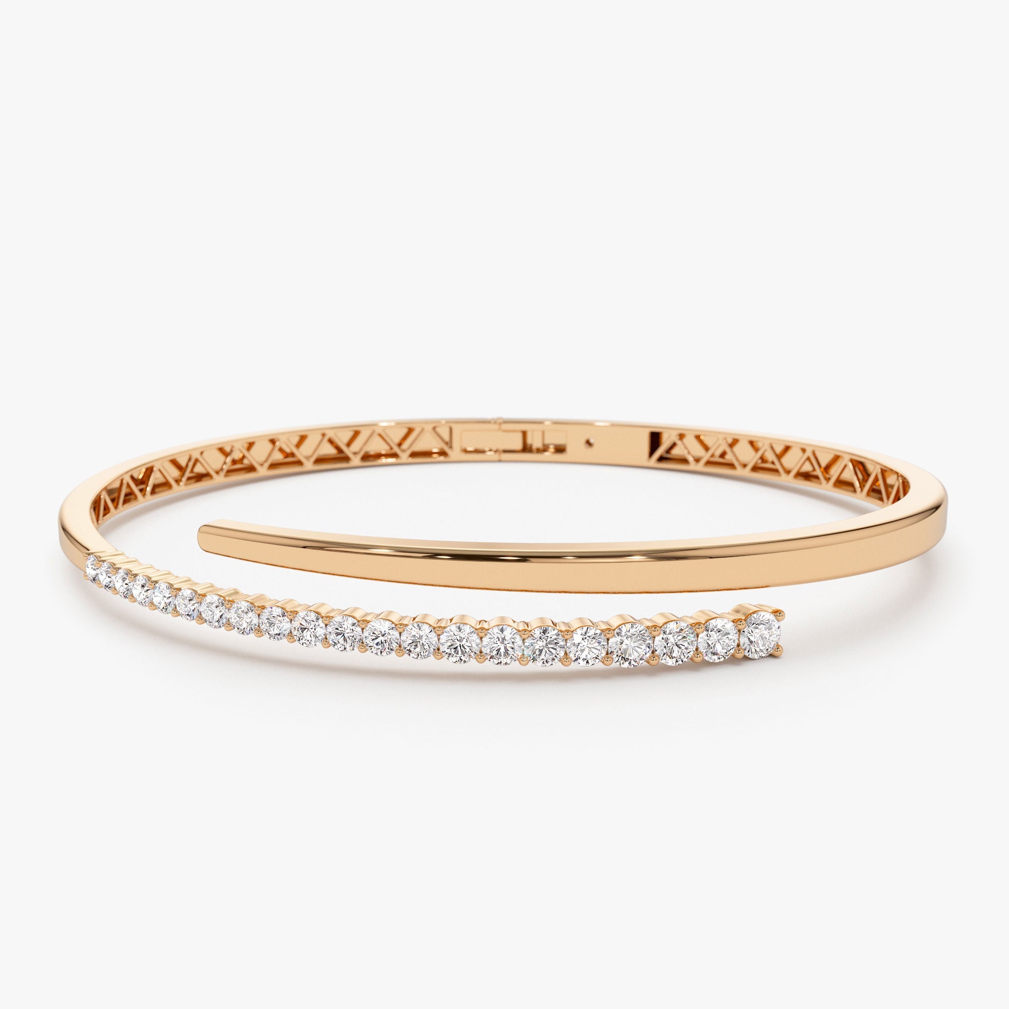 OBFJ1049 - 14K Cross Over Graduating Diamond Bangle 6