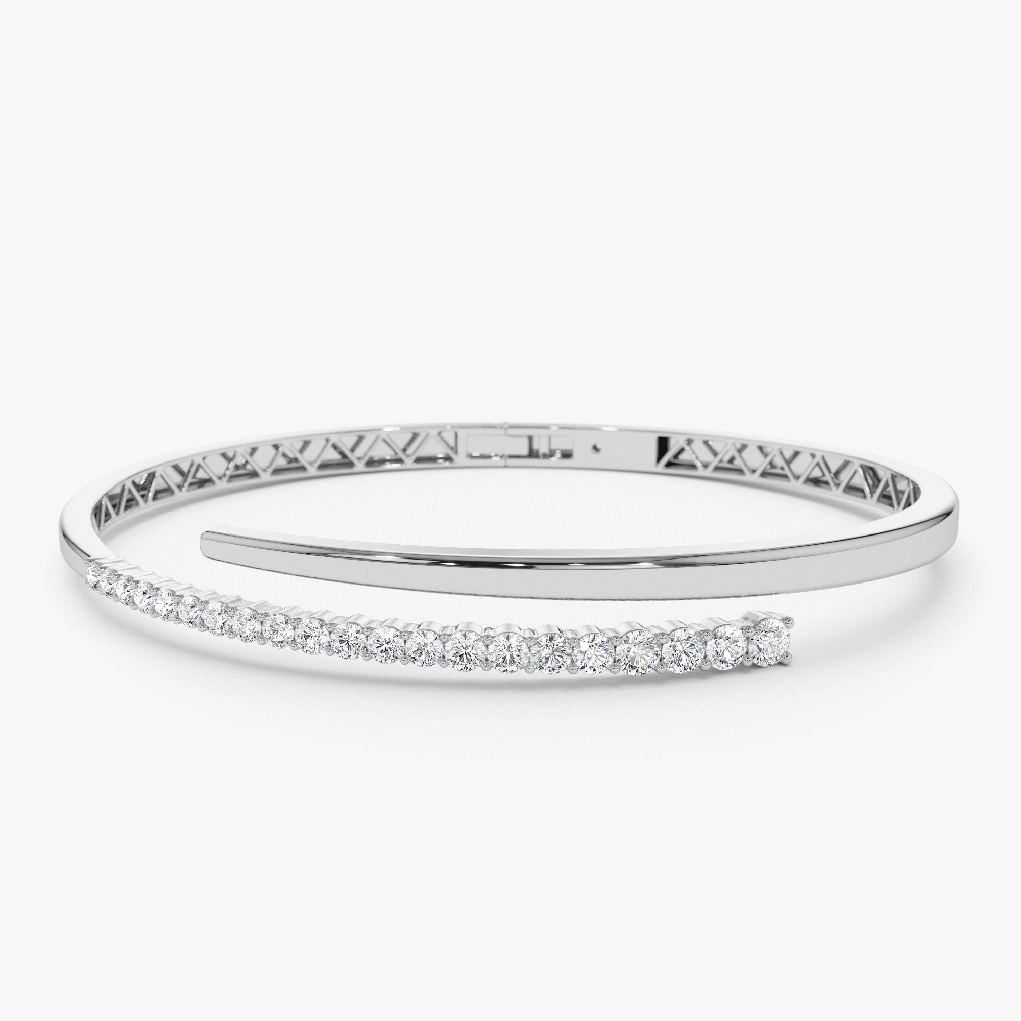 OBFJ1049 - 14K Cross Over Graduating Diamond Bangle 7