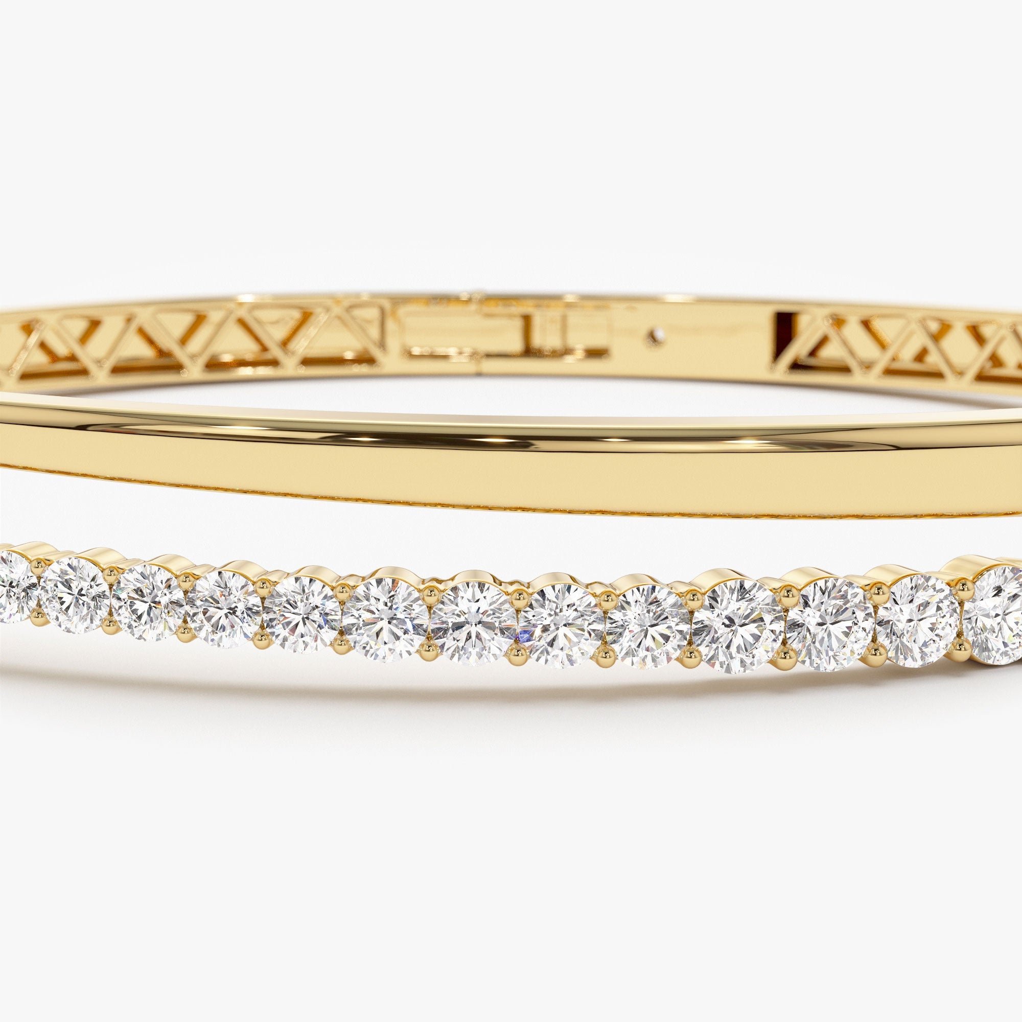 OBFJ1049 - 14K Cross Over Graduating Diamond Bangle 9