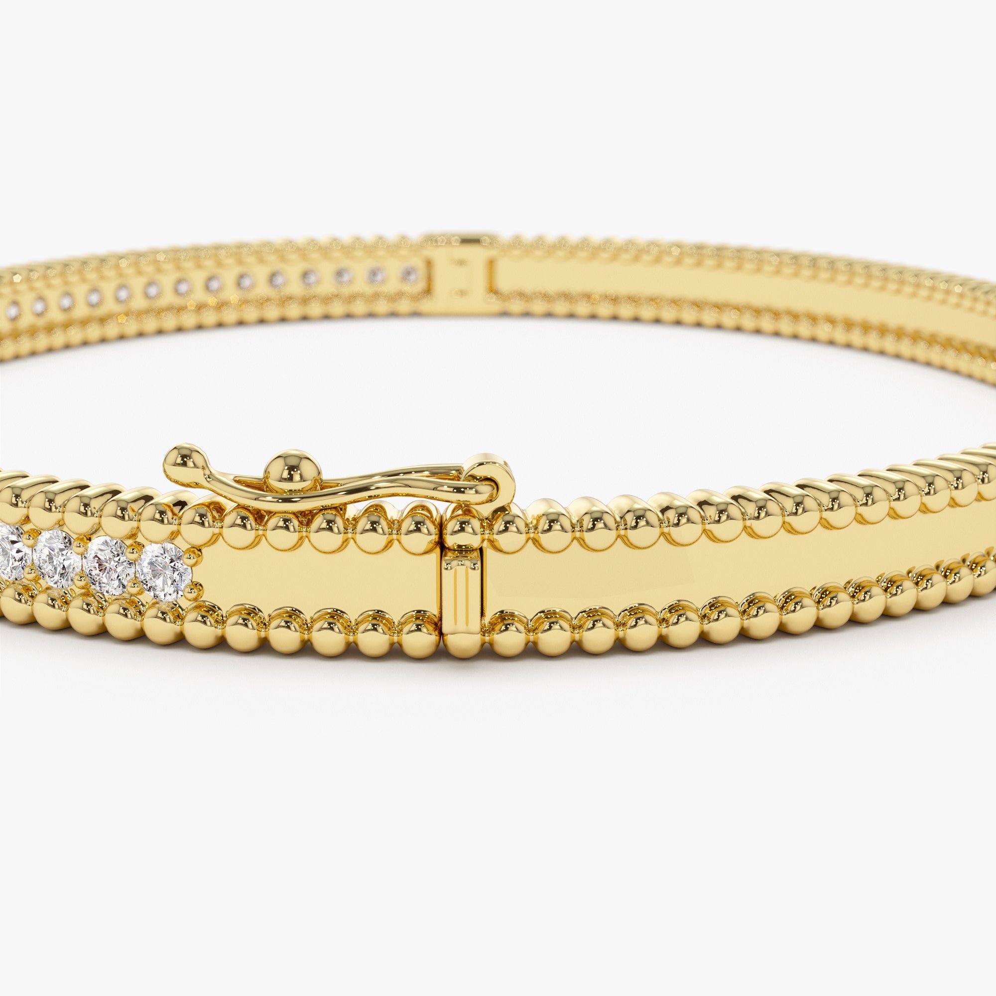OBFJ1154 - 14k Milgrain Diamond Bangle Bracelet 10