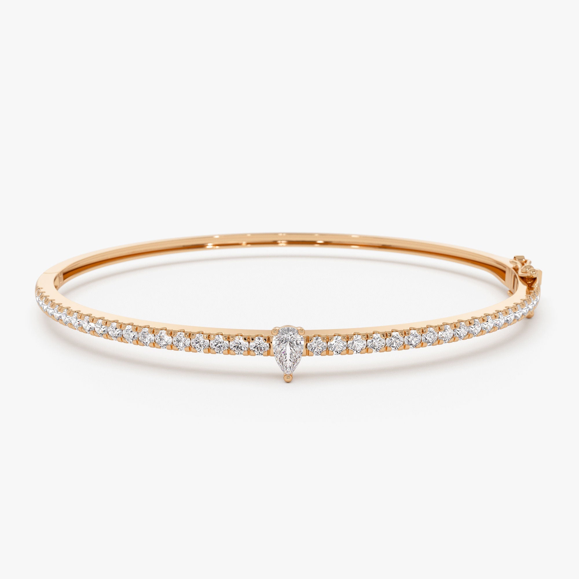 OBFJ1157 - 14k Gold Pear Shaped and Round Diamond Bangle 5