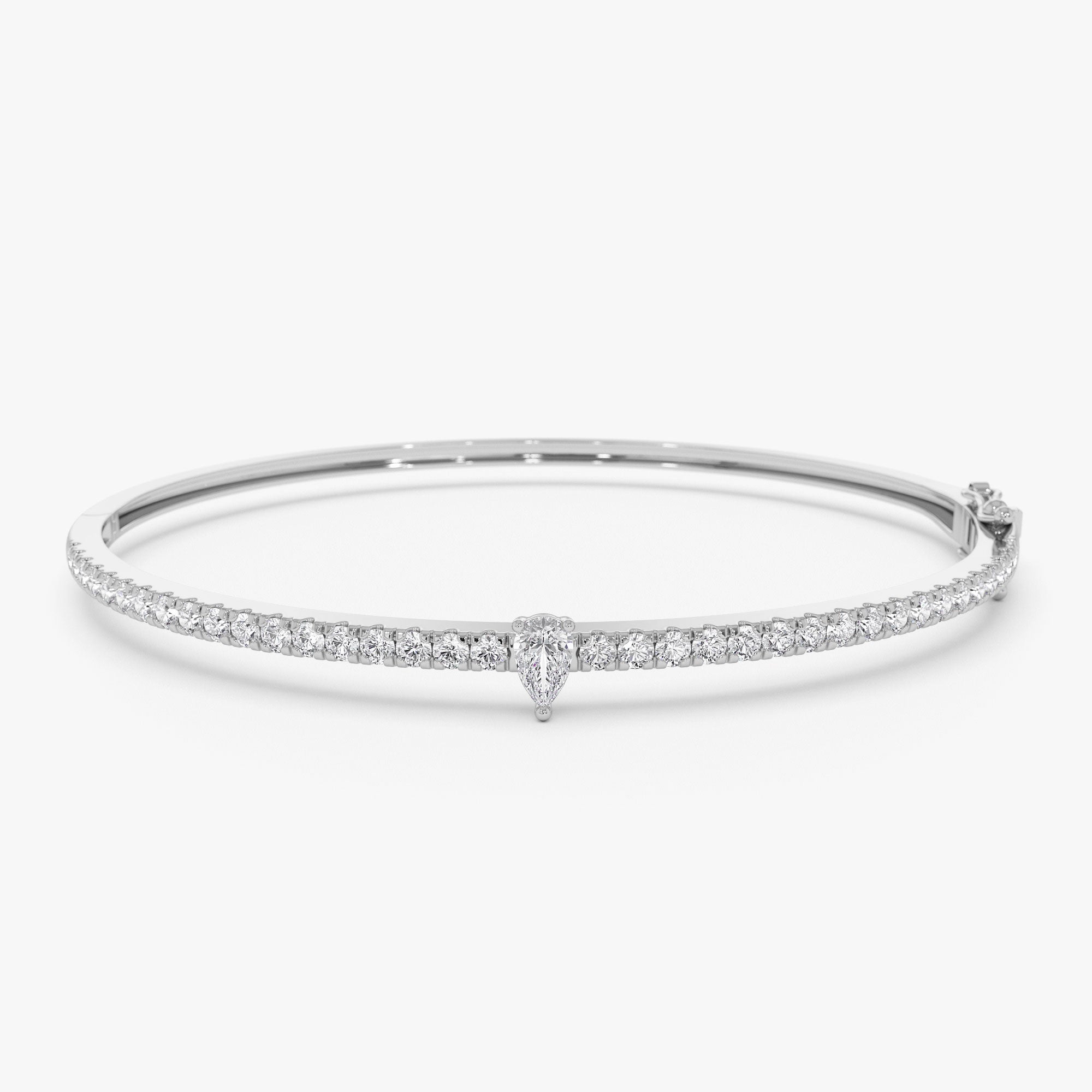 OBFJ1157 - 14k Gold Pear Shaped and Round Diamond Bangle 6