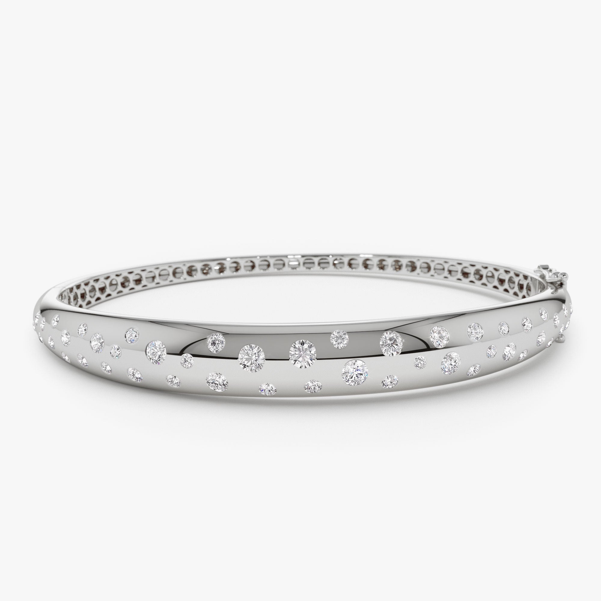 OBFJ1128 - 14k 1.20ctw Dome Floating Diamond Bangle Bracelet 7