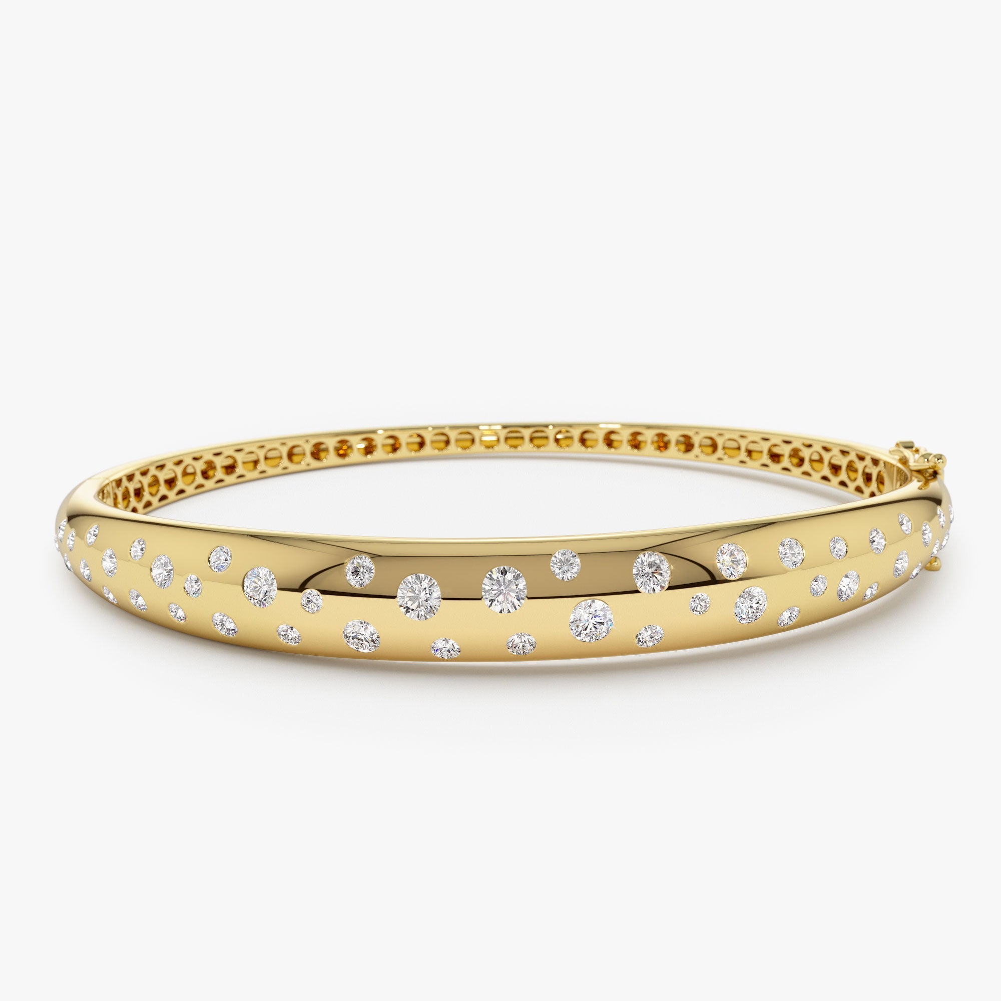 OBFJ1128 - 14k 1.20ctw Dome Floating Diamond Bangle Bracelet 1