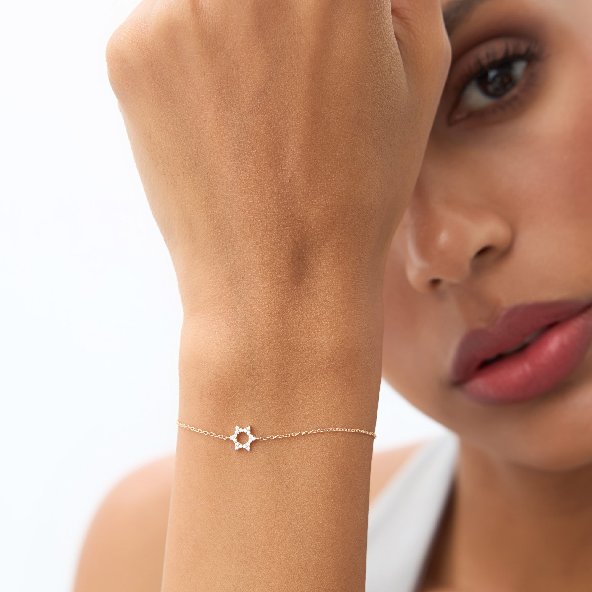 OBFJ0931 - 14K Star of David Diamond Bracelet 2