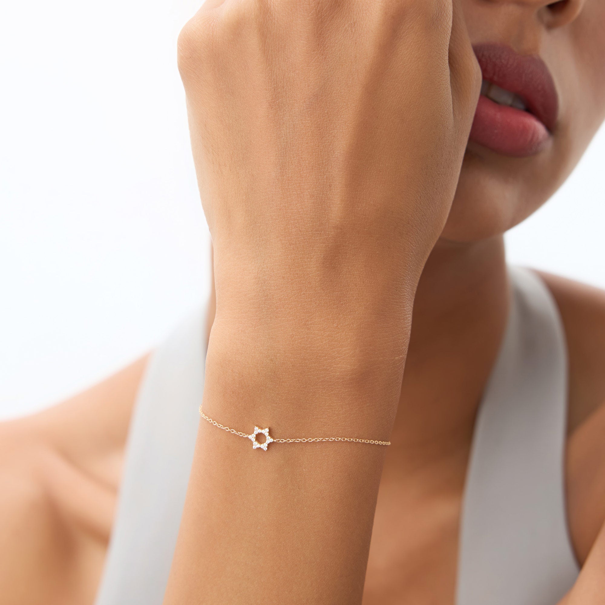 OBFJ0931 - 14K Star of David Diamond Bracelet 3